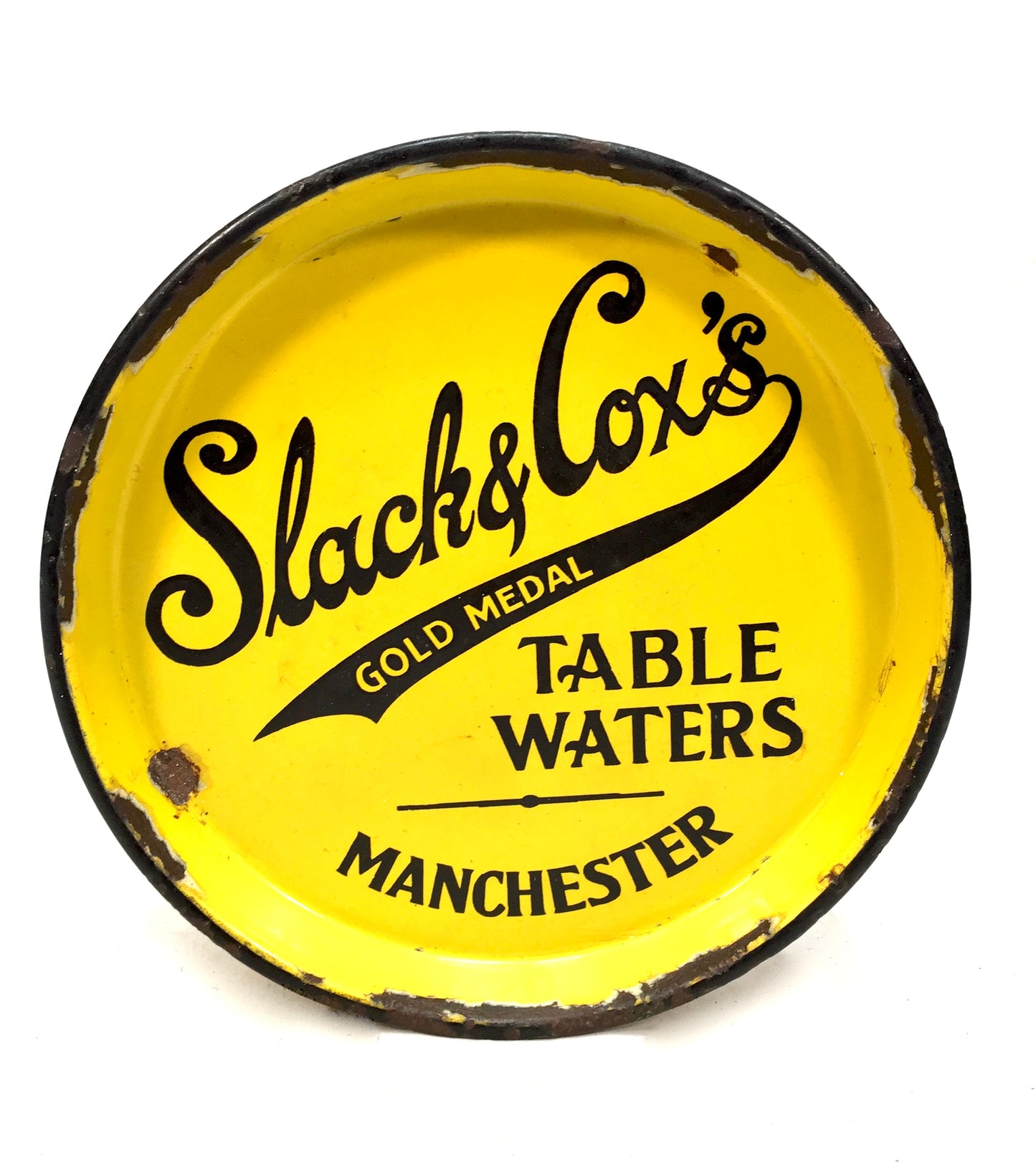 Antique Advertising - Slack &Cox's Gold Medal Table Waters Enamel Tray c.1940