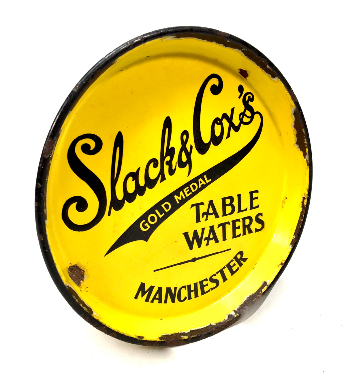 Antique Advertising - Slack &Cox's Gold Medal Table Waters Enamel Tray c.1940
