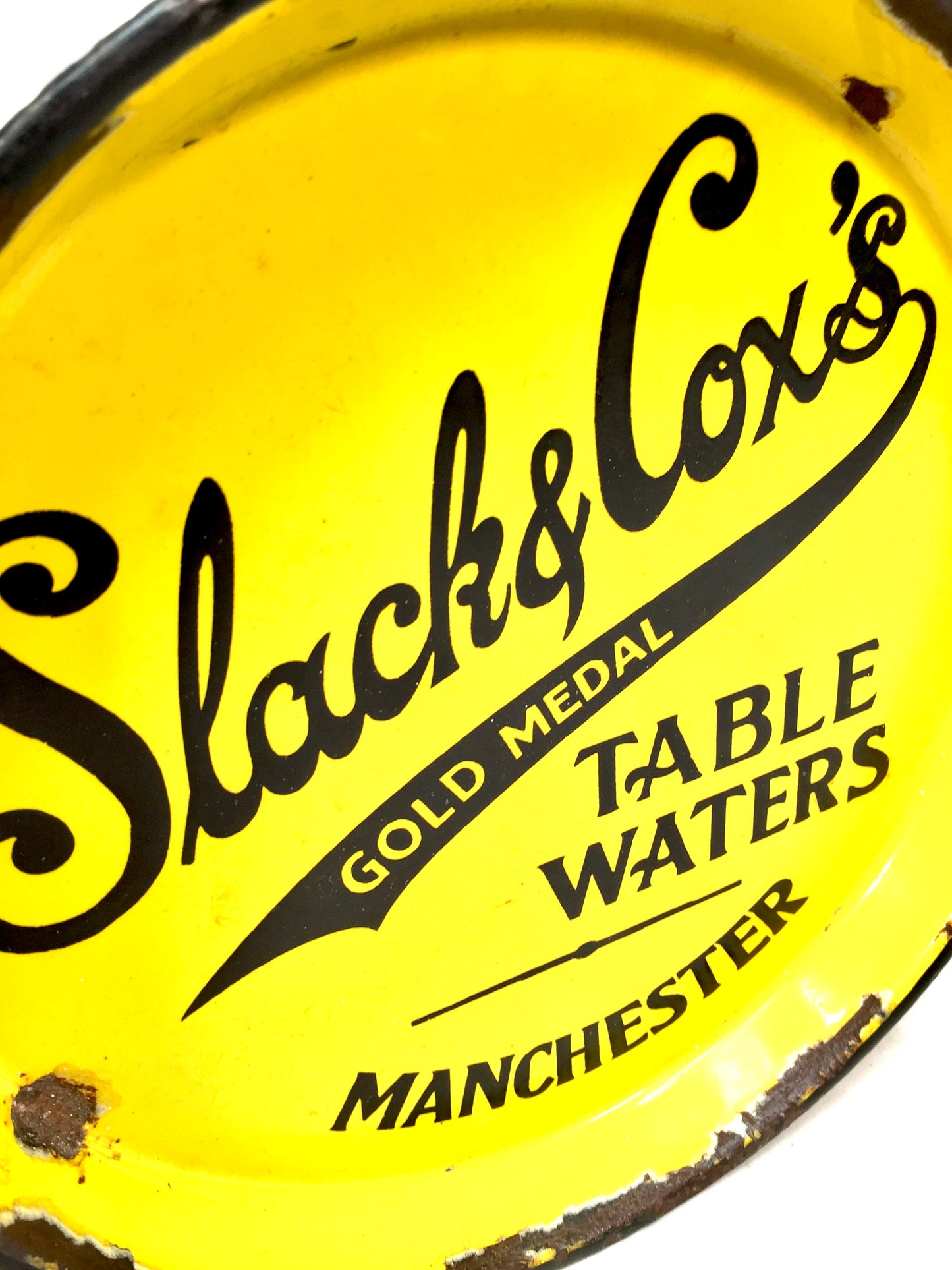 Antique Advertising - Slack &Cox's Gold Medal Table Waters Enamel Tray c.1940