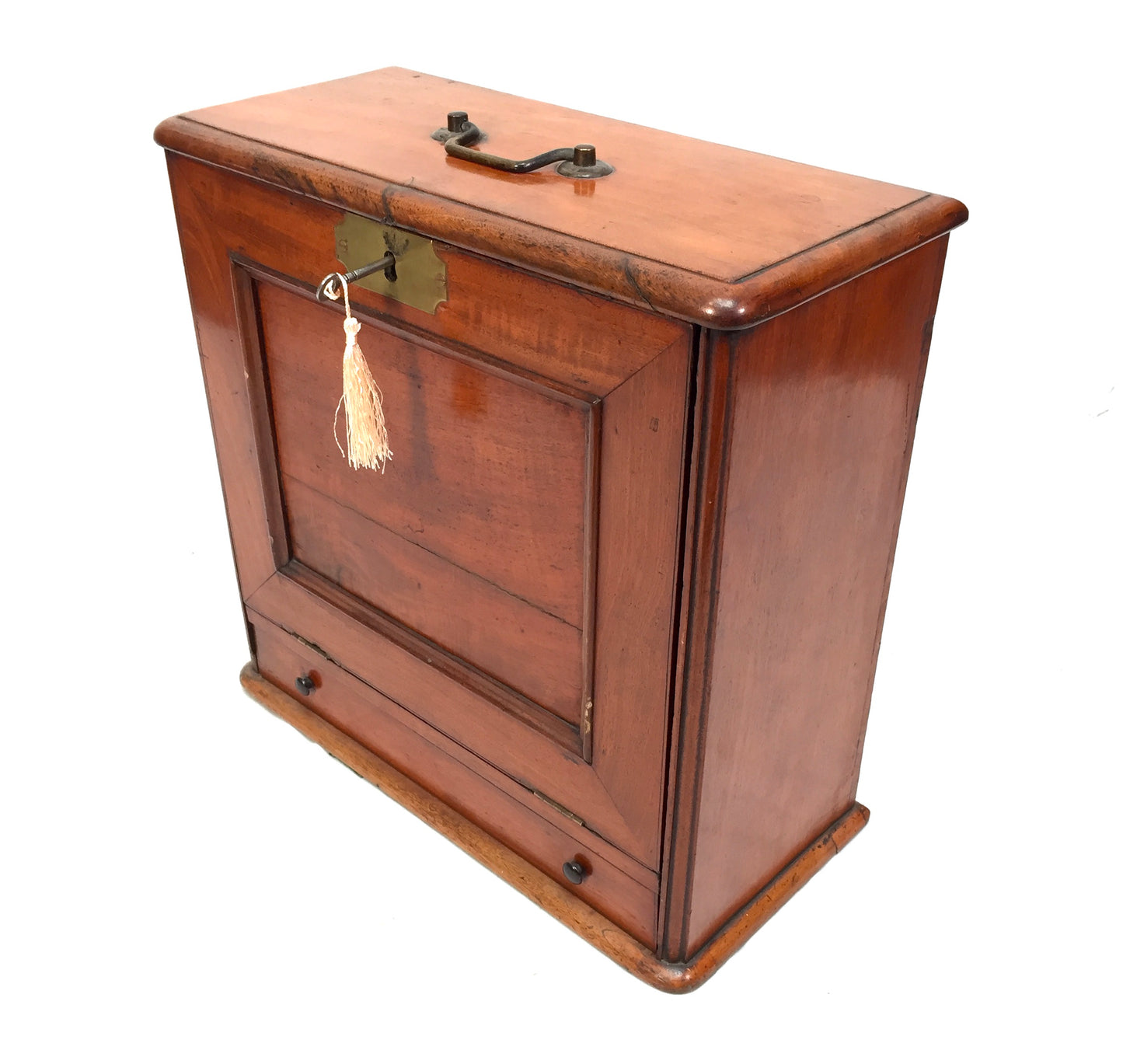 Antique Victorian Wooden Desktop Stationery Box / Cabinet Writing Slope & Key