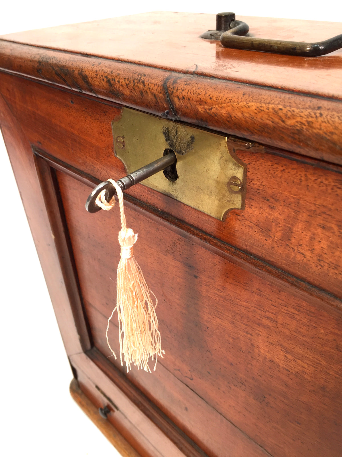 Antique Victorian Wooden Desktop Stationery Box / Cabinet Writing Slope & Key
