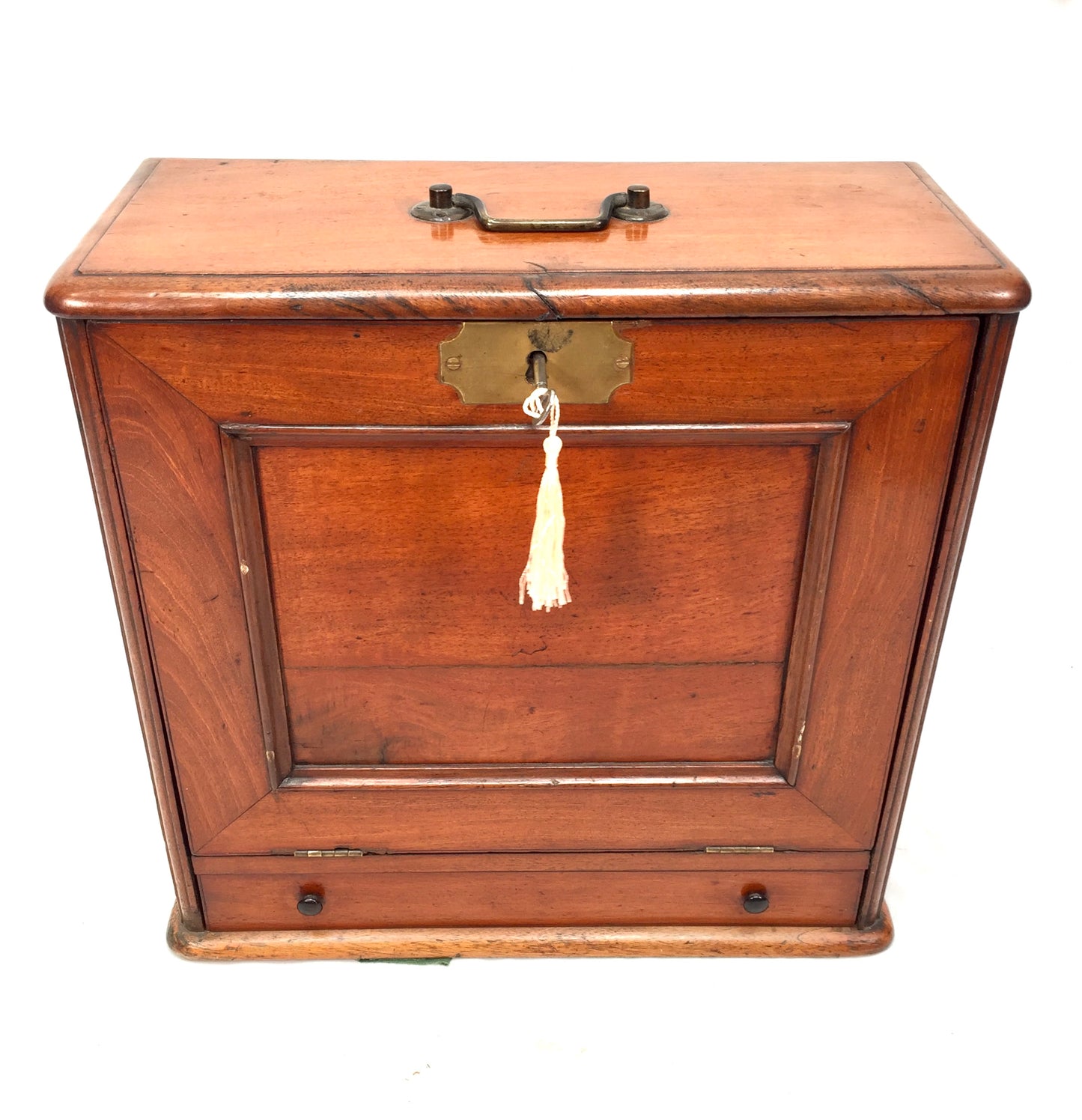Antique Victorian Wooden Desktop Stationery Box / Cabinet Writing Slope & Key
