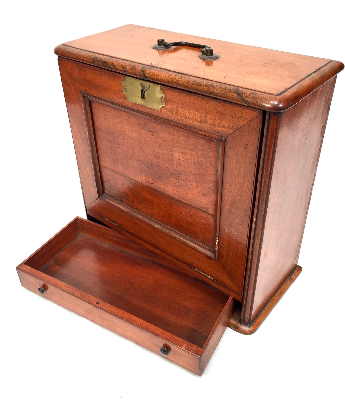 Antique Victorian Wooden Desktop Stationery Box / Cabinet Writing Slope & Key