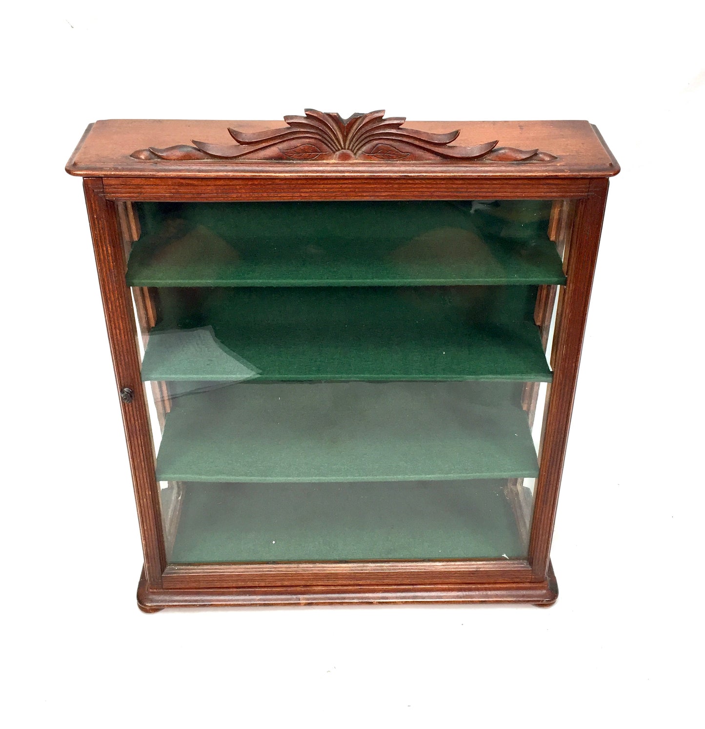 Antique Carved Wooden & Glazed Countertop Shop Display Collectors Cabinet c.1900