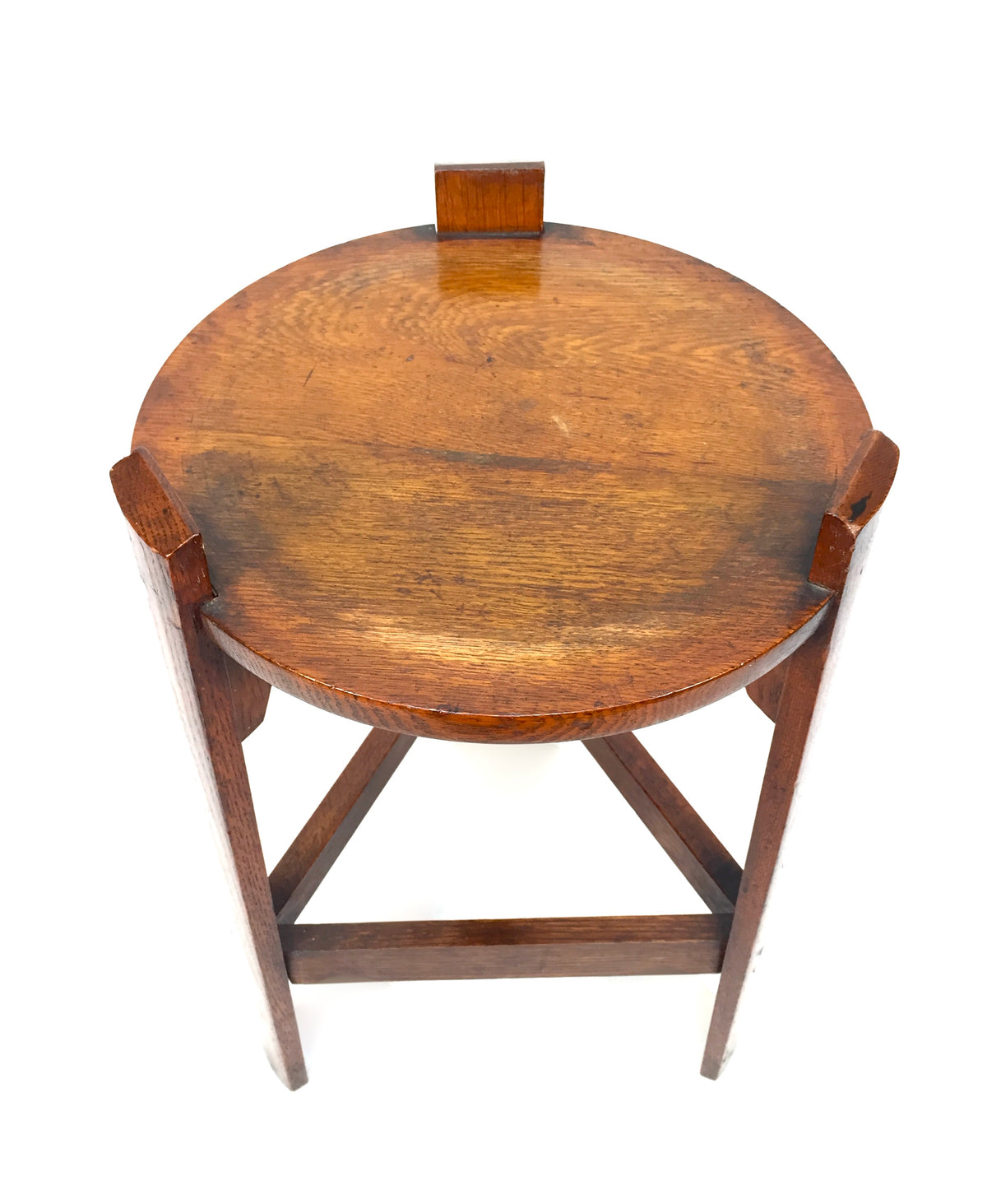 Antique Arts & Crafts Movement Wooden Oak Plant Stand / Side Lamp Table c1920
