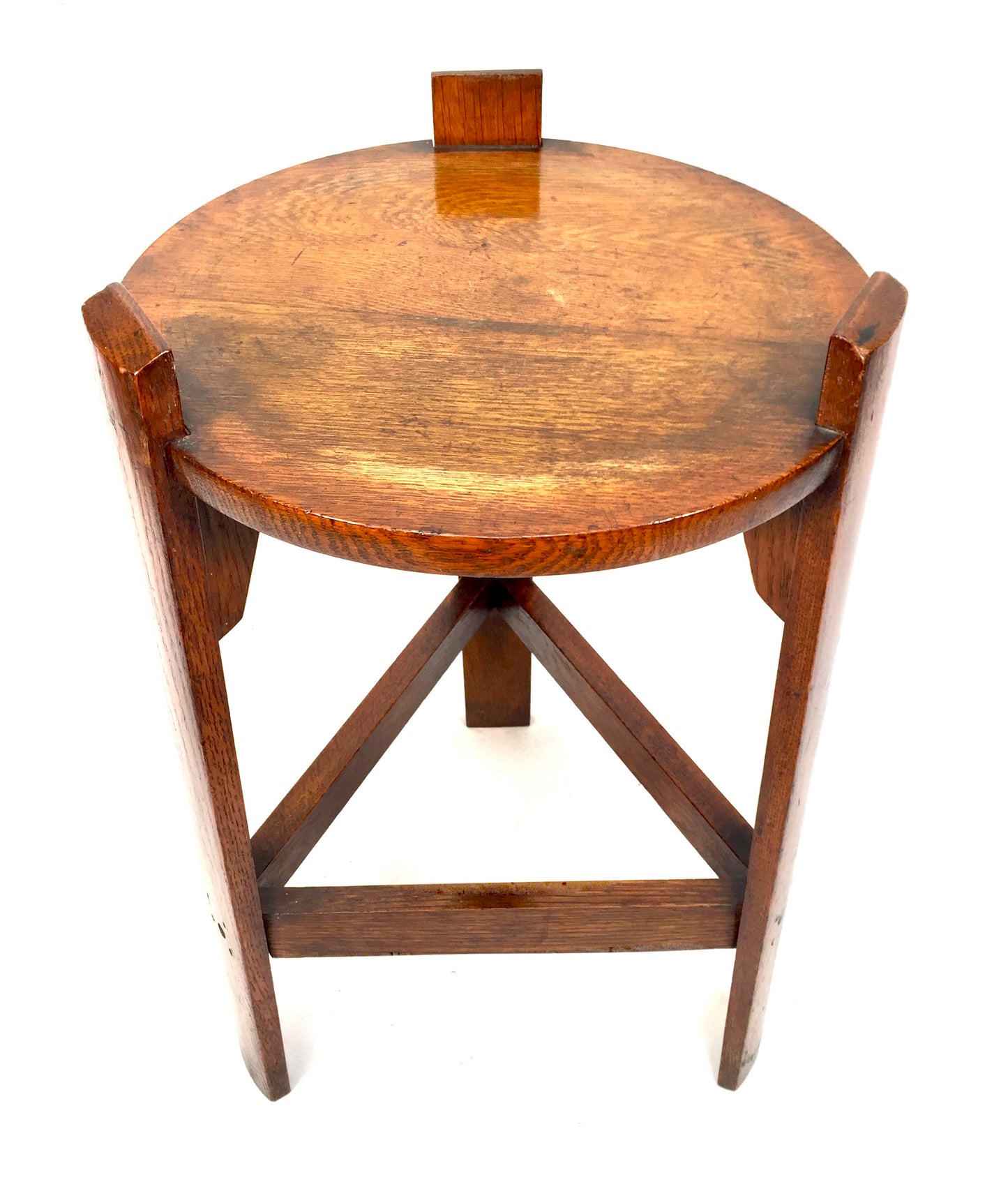 Antique Arts & Crafts Movement Wooden Oak Plant Stand / Side Lamp Table c1920