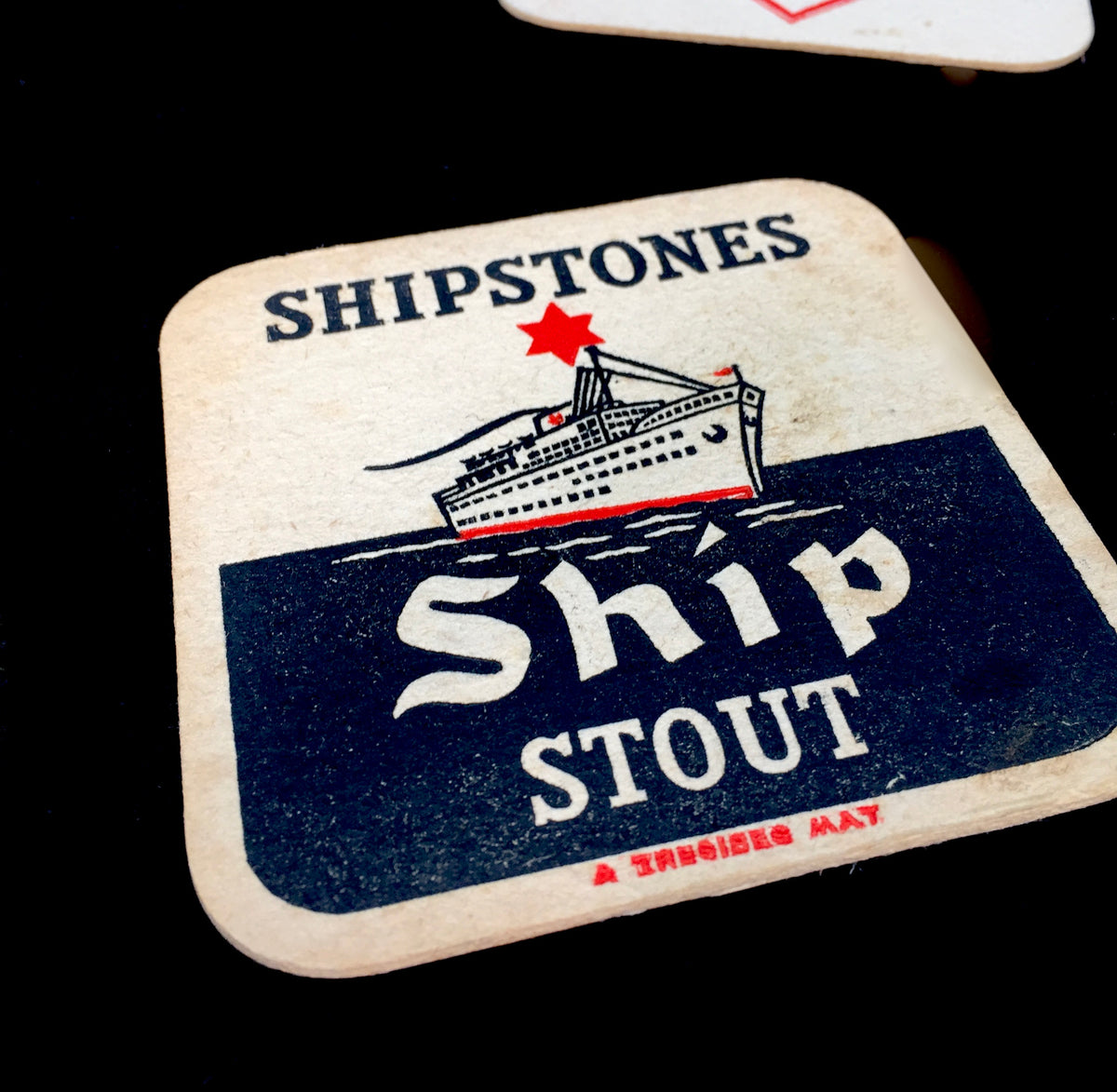 Antique Advertising - Collection of Six British Pub Beer Mat Coasters c.1950