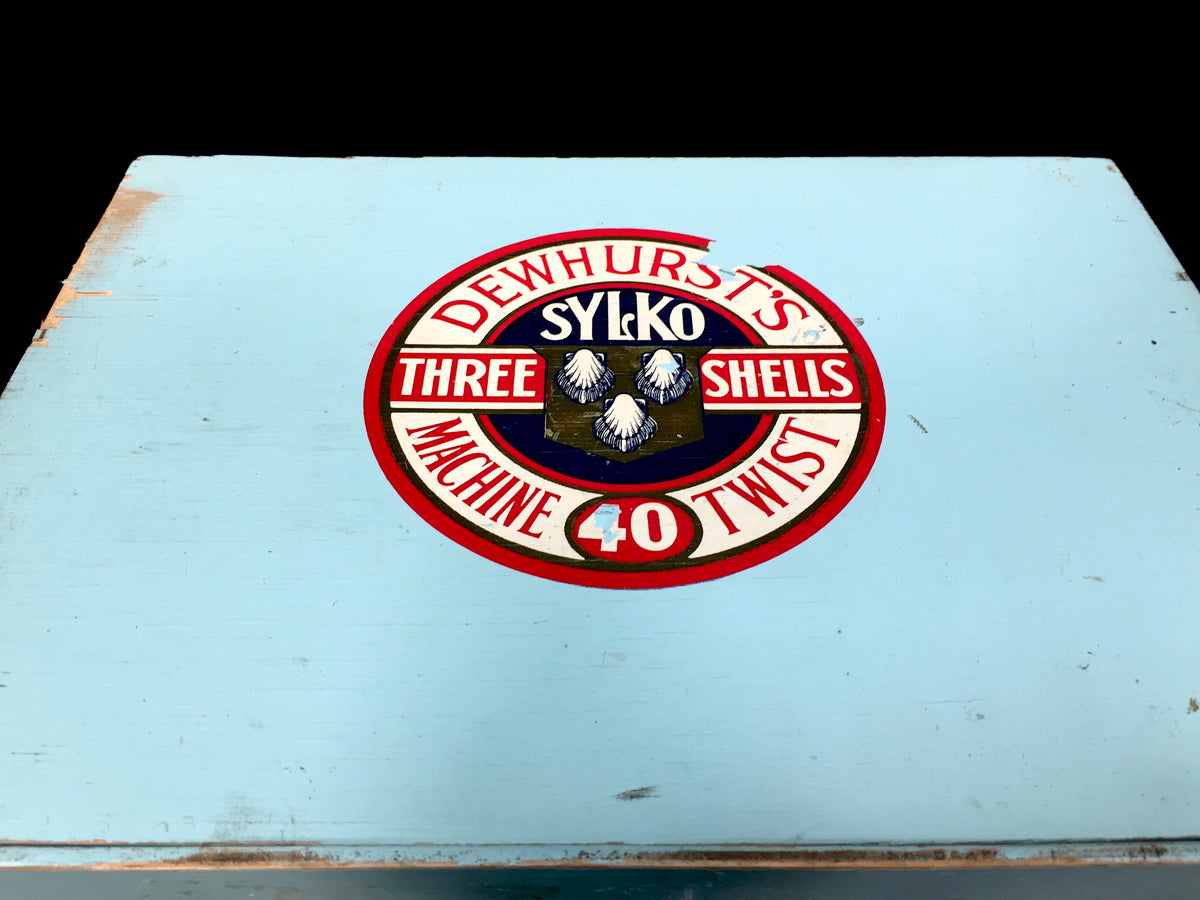 Vintage Wooden Haberdashery Sewing Cabinet Dewhurst Sylko Spools Box / Drawers