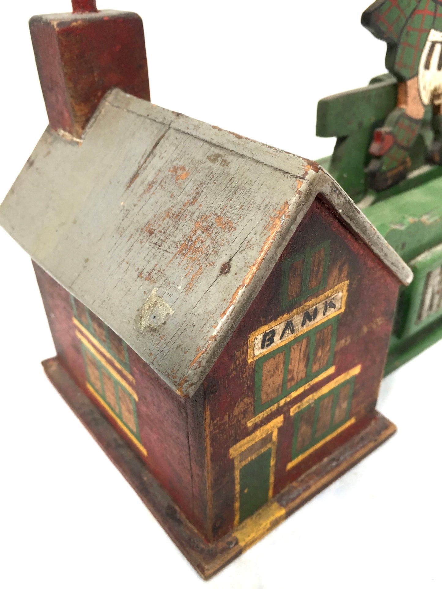 Antique Wooden Money Box / Collection Box Mary Queen of Scots / Scottish Theme