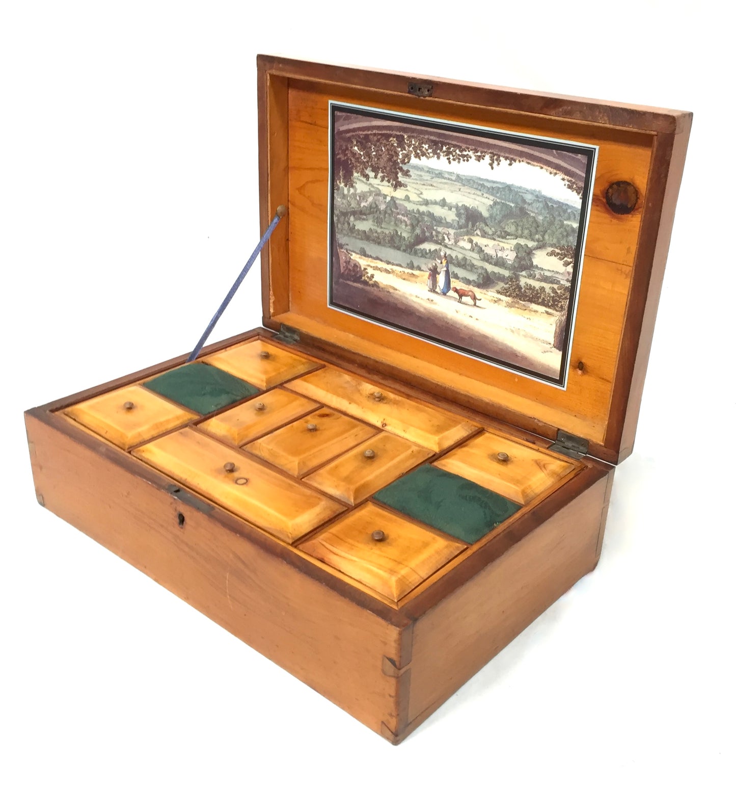 Antique Wooden Inlaid Ladies Sewing Box / Storage Work Box / Sewing Cabinet