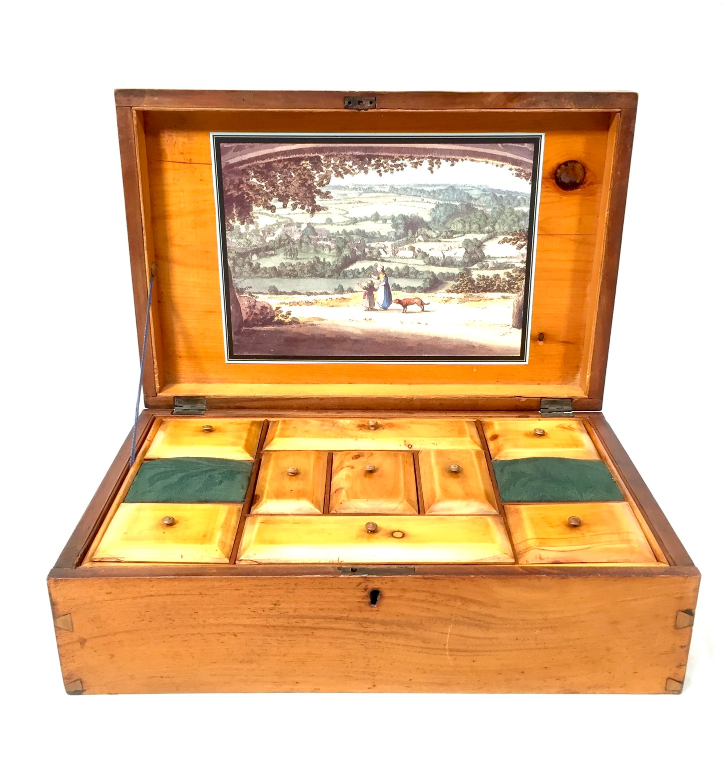 Antique Wooden Inlaid Ladies Sewing Box / Storage Work Box / Sewing Cabinet