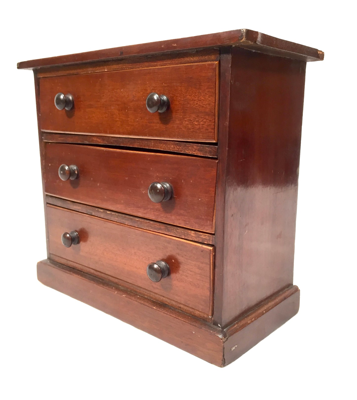 Antique Tabletop Wooden Small Chest of Collectors Drawers Storage Box c.1900