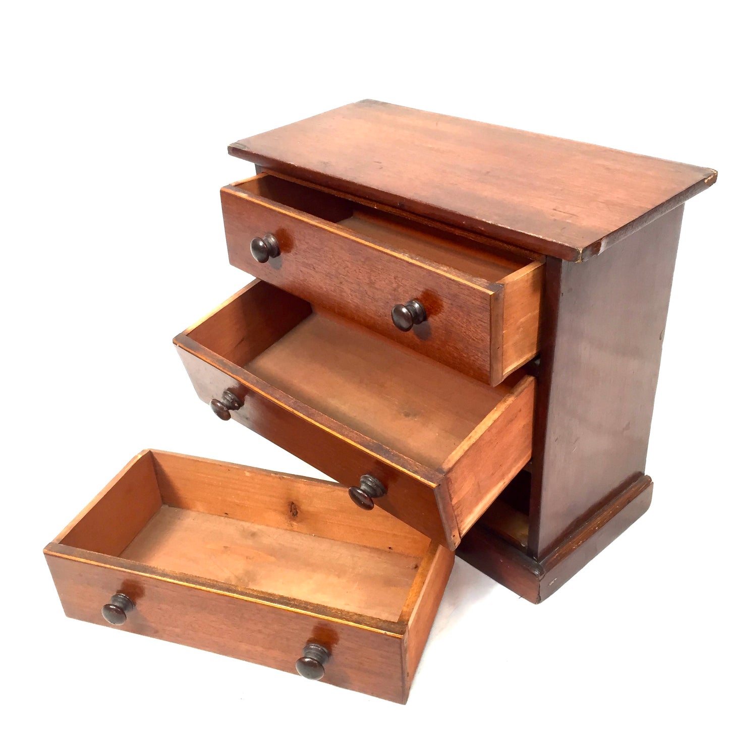 Antique Tabletop Wooden Small Chest of Collectors Drawers Storage Box c.1900