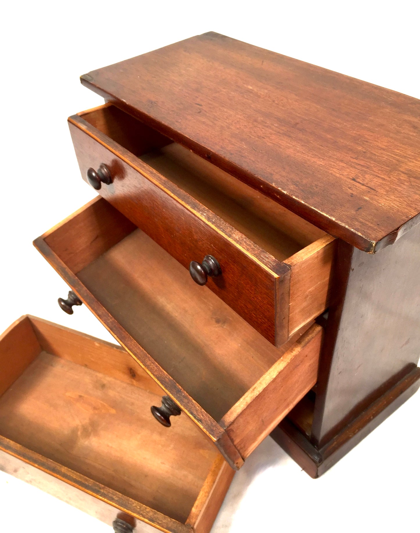 Antique Tabletop Wooden Small Chest of Collectors Drawers Storage Box c.1900