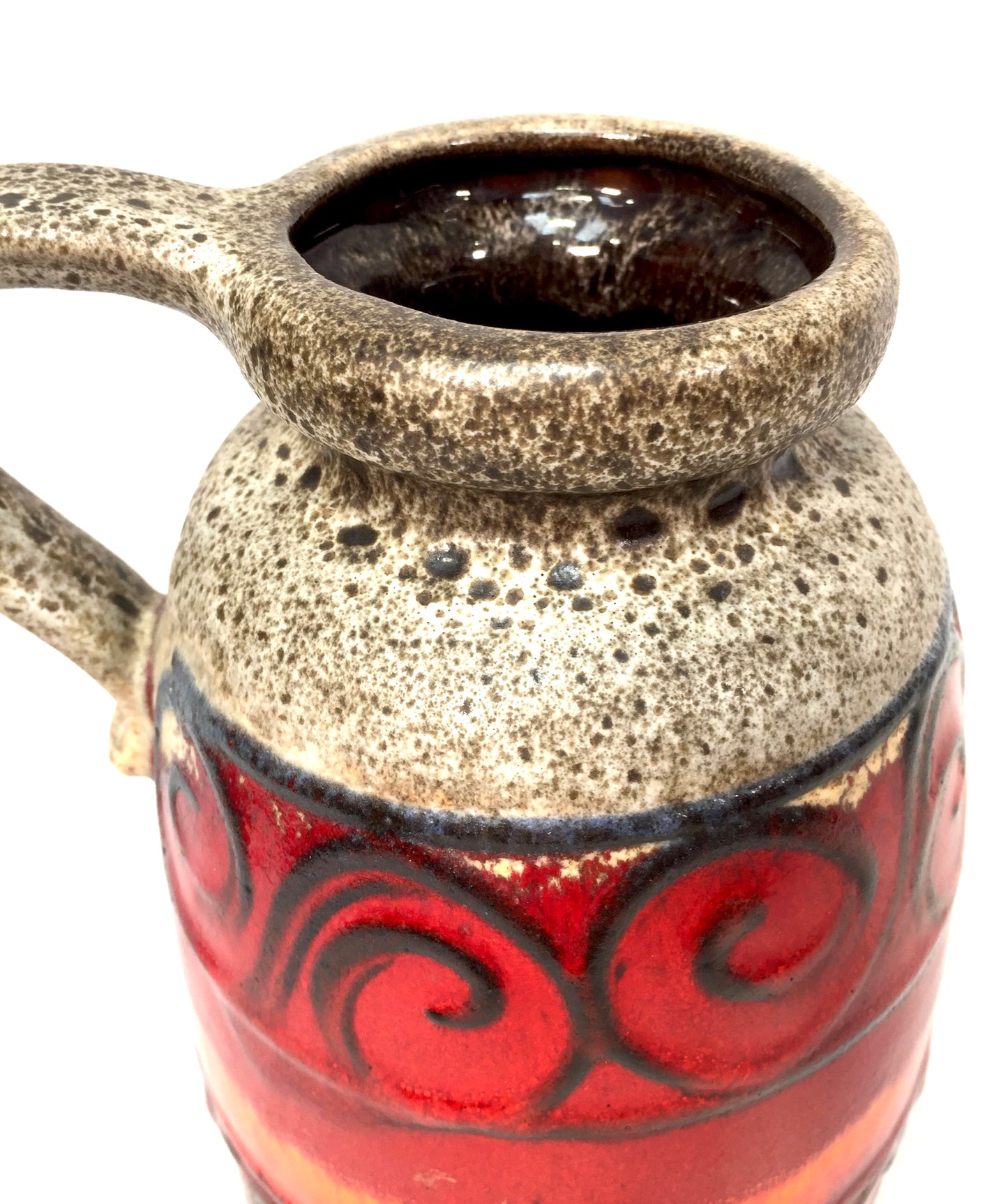 West German Pottery Sheurich Fat Lava Vase / Jug Large Size Red & Orange 1970