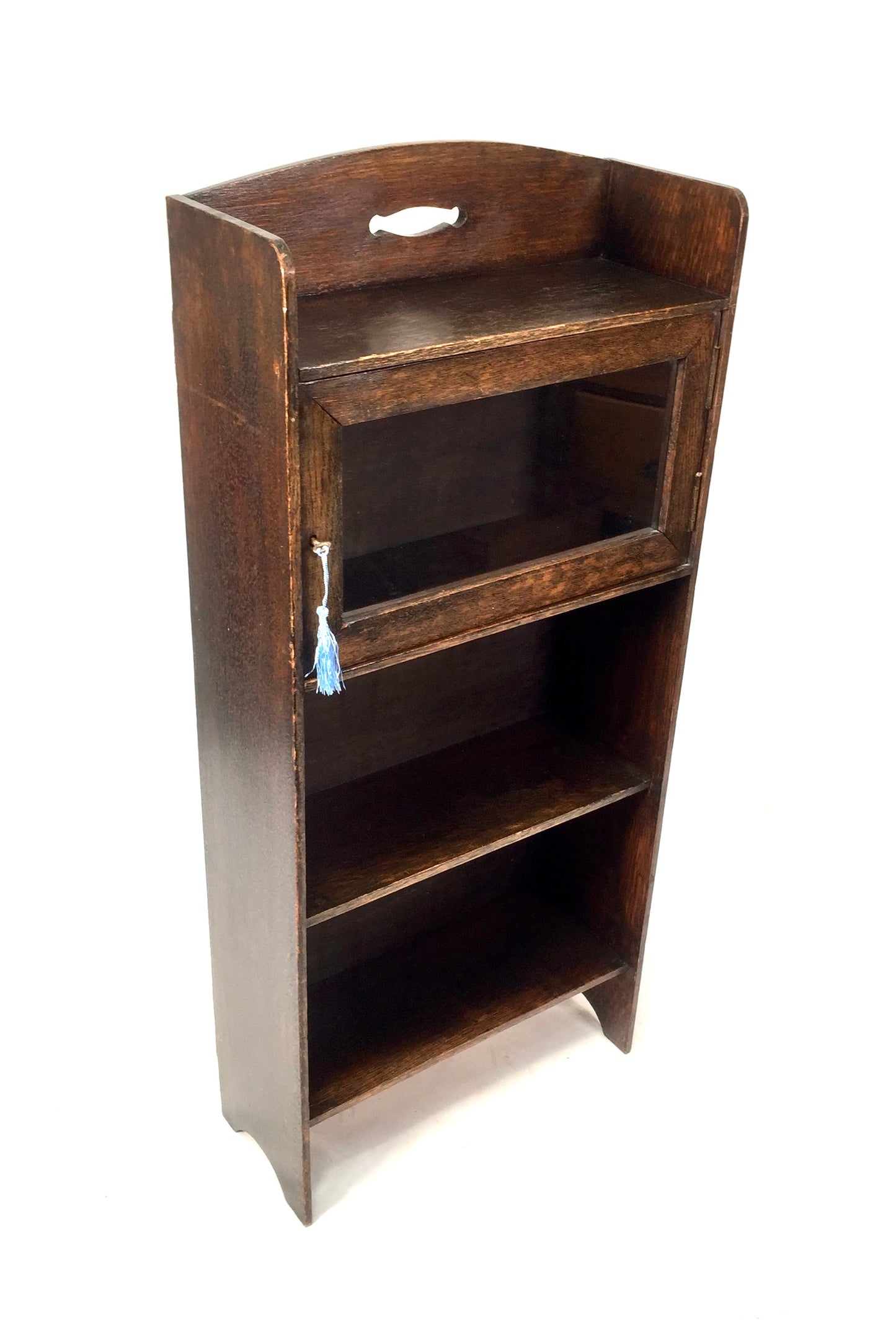 Antique Wooden Oak & Glazed Bookcase / Book Shelf Display Freestanding c.1930