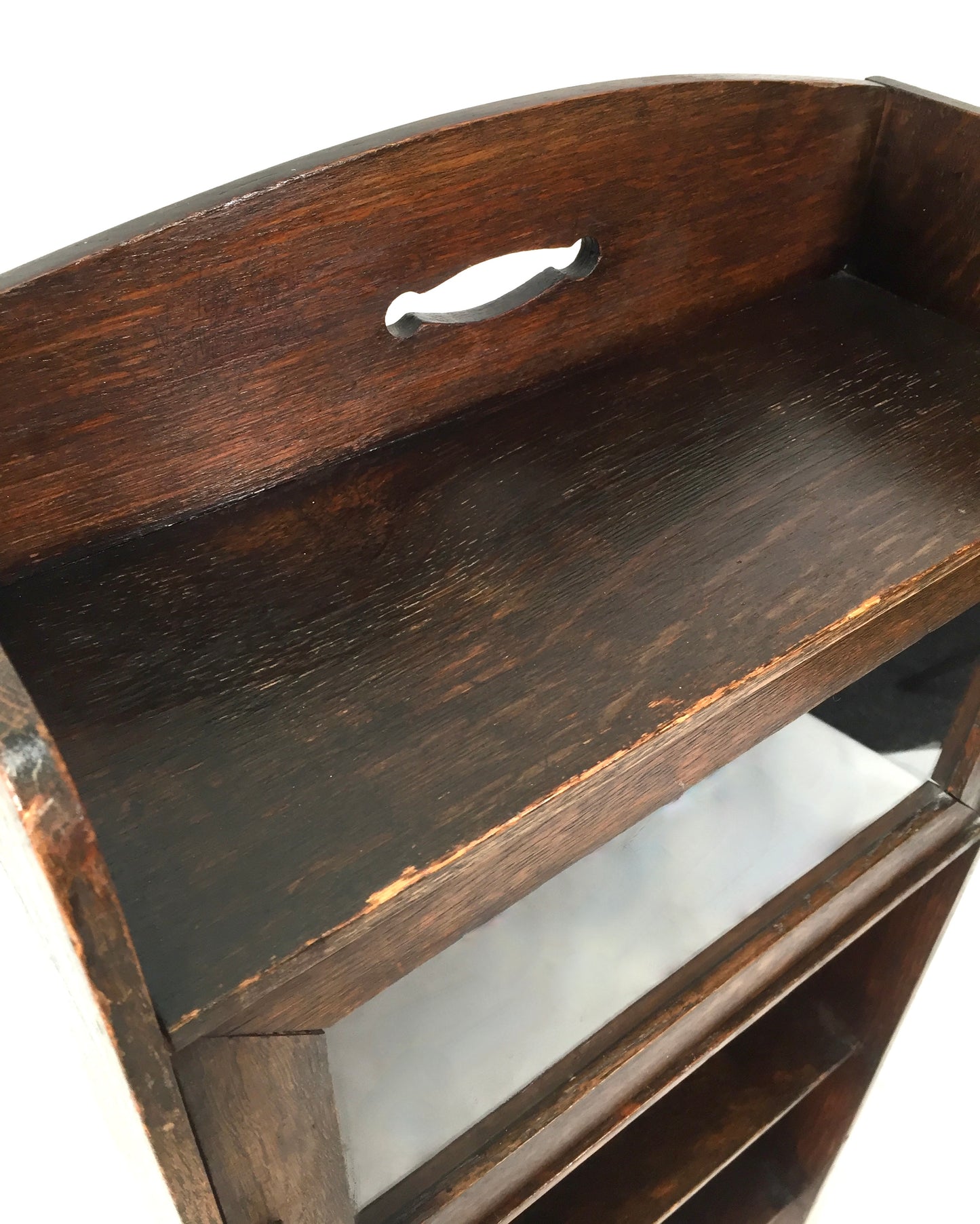 Antique Wooden Oak & Glazed Bookcase / Book Shelf Display Freestanding c.1930