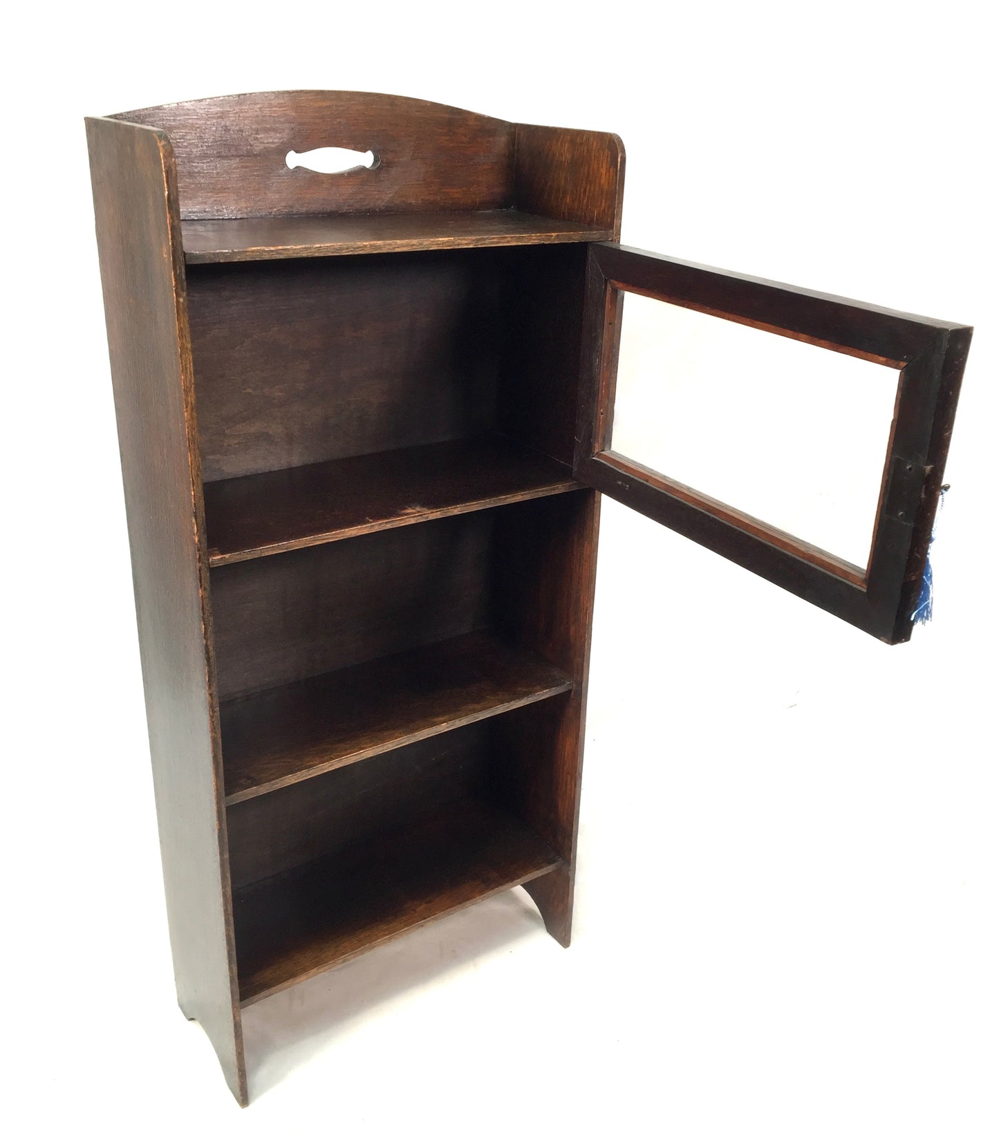 Antique Wooden Oak & Glazed Bookcase / Book Shelf Display Freestanding c.1930