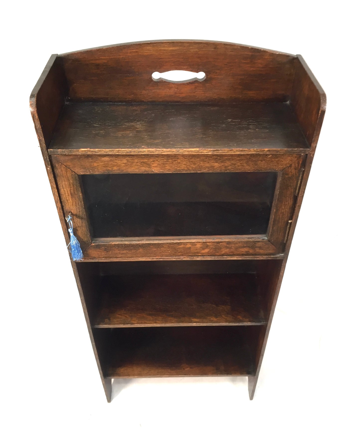 Antique Wooden Oak & Glazed Bookcase / Book Shelf Display Freestanding c.1930