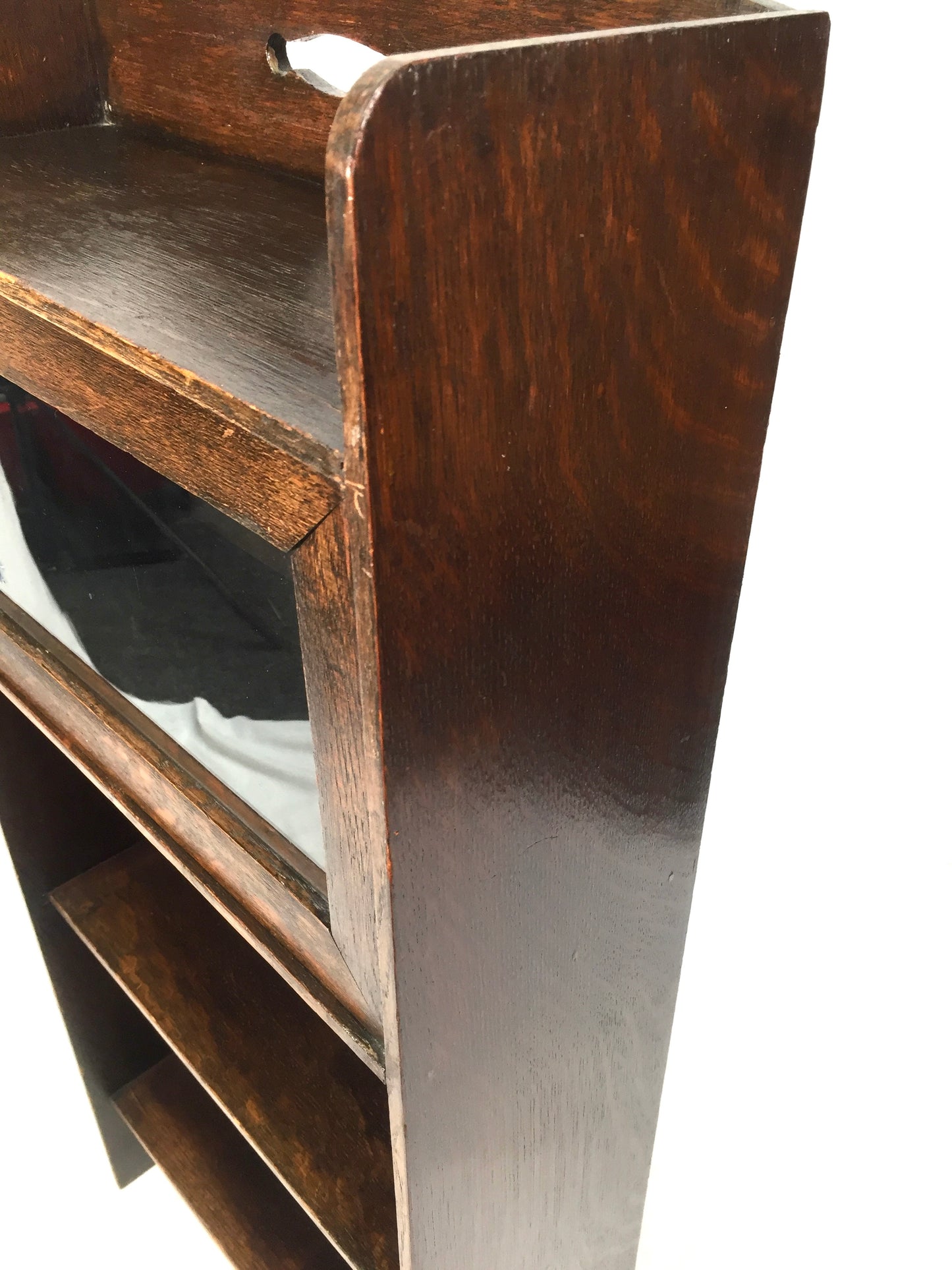Antique Wooden Oak & Glazed Bookcase / Book Shelf Display Freestanding c.1930