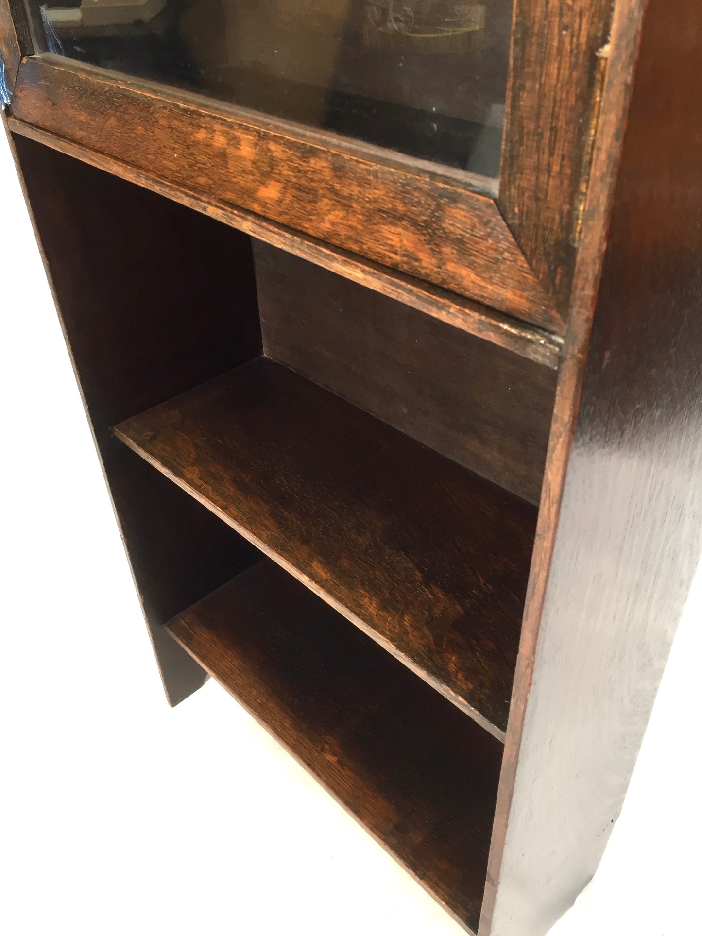 Antique Wooden Oak & Glazed Bookcase / Book Shelf Display Freestanding c.1930