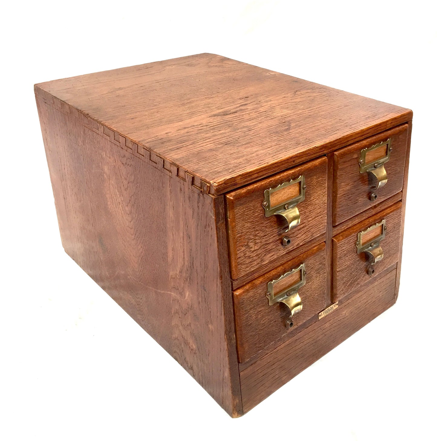 Antique Wooden Libraco Desktop Oak Stationery Index Filing Card Drawers Cabinet