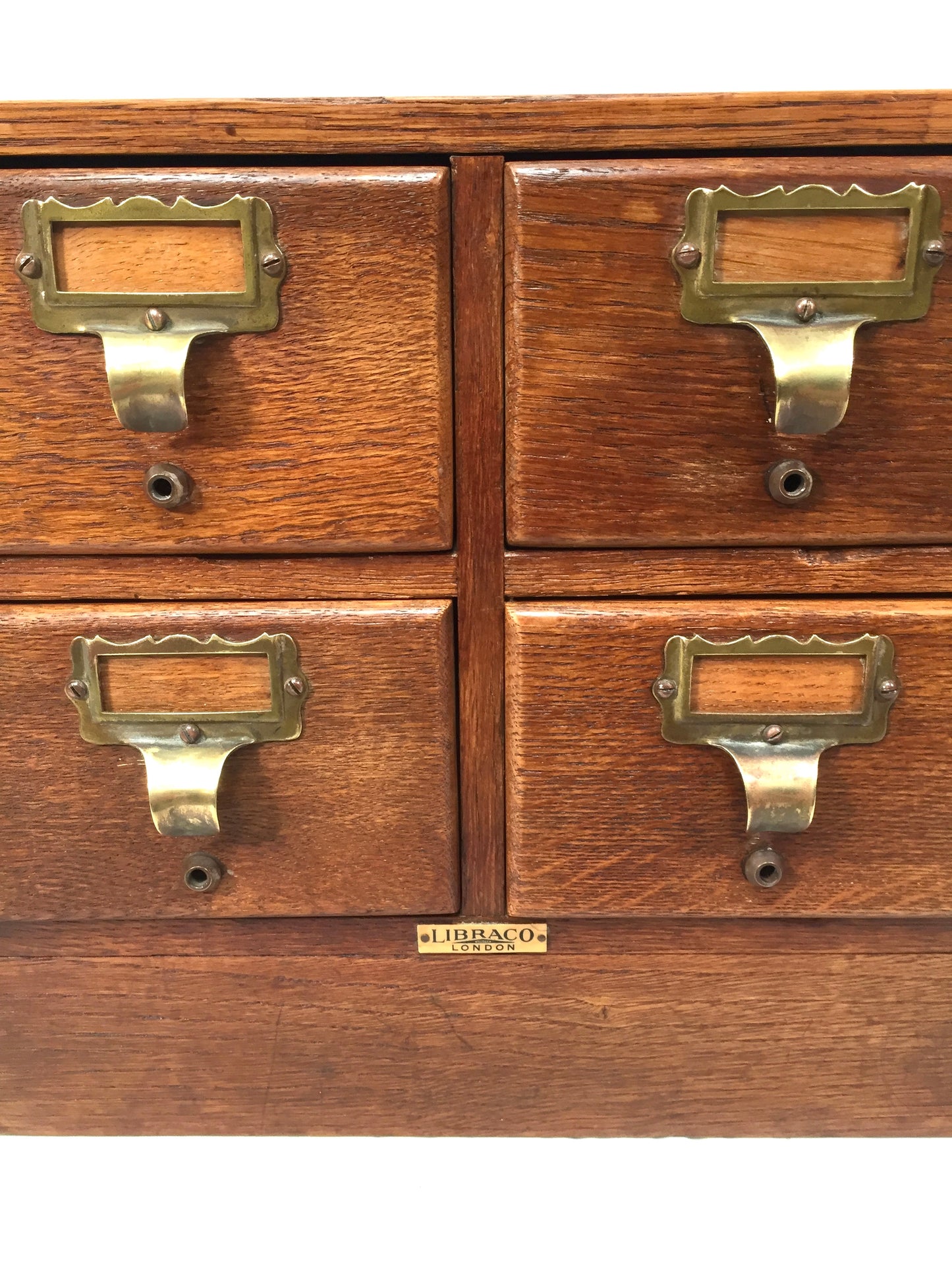 Antique Wooden Libraco Desktop Oak Stationery Index Filing Card Drawers Cabinet