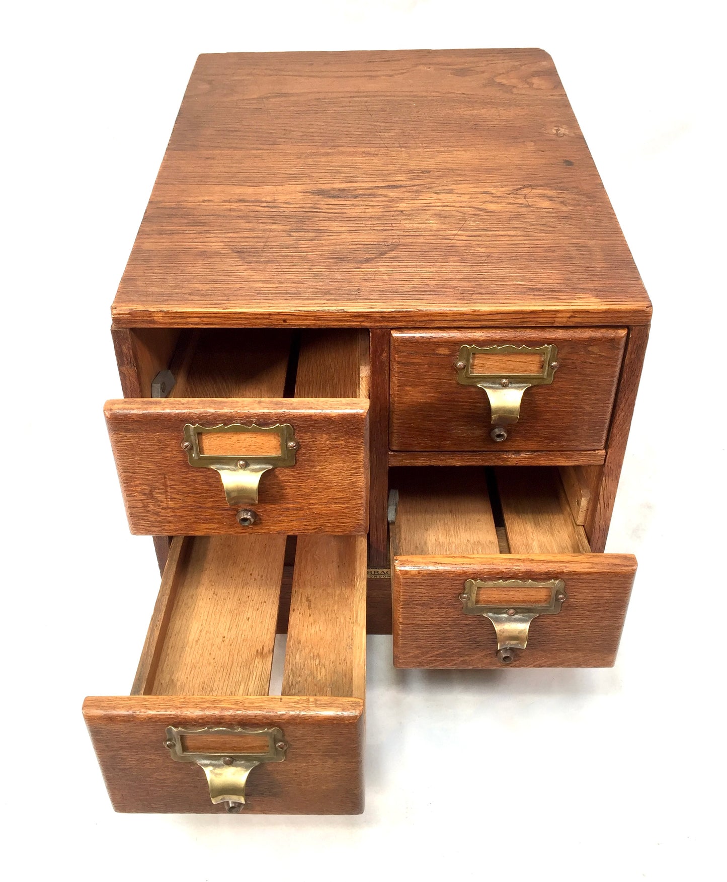 Antique Wooden Libraco Desktop Oak Stationery Index Filing Card Drawers Cabinet