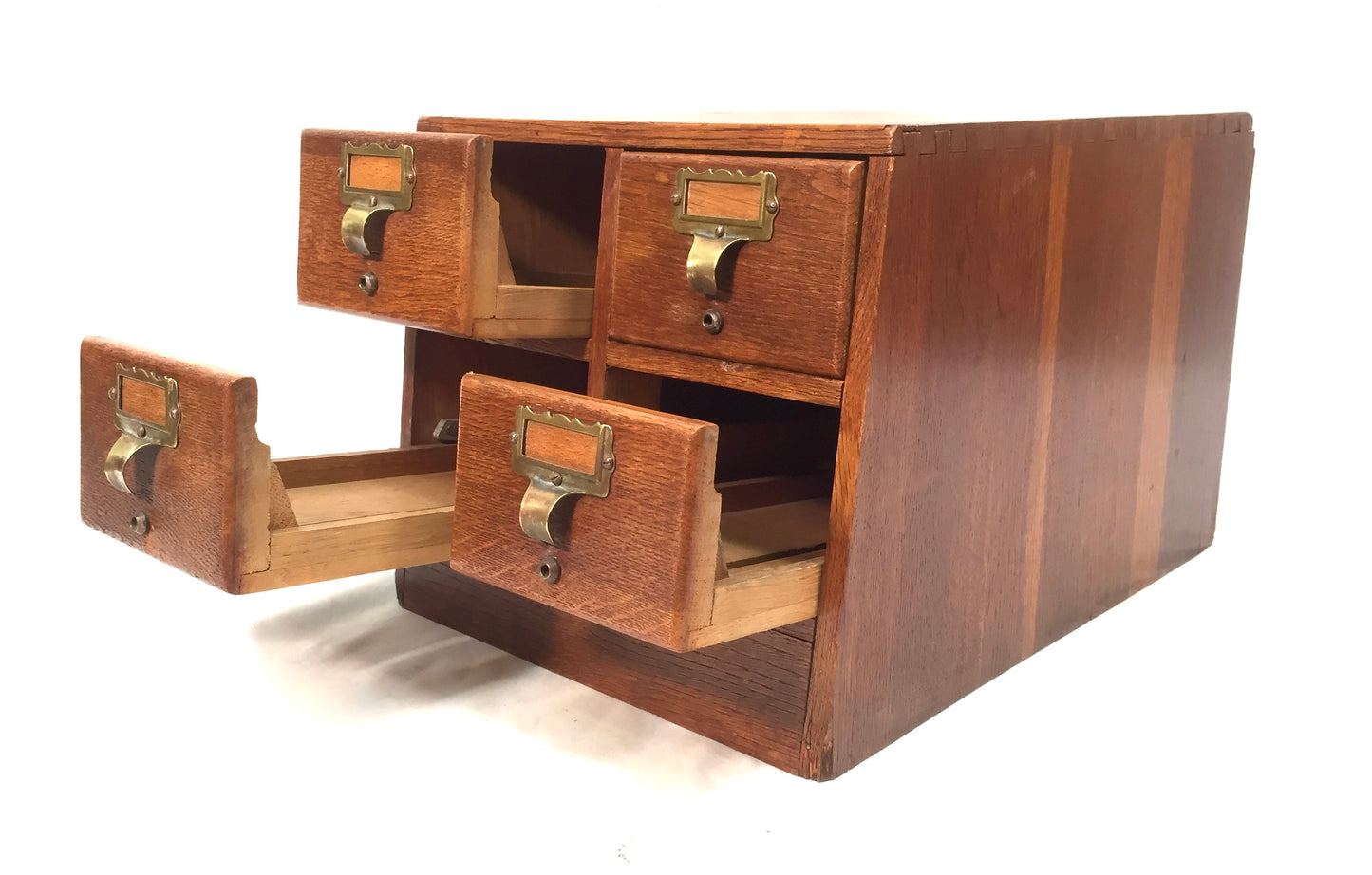 Antique Wooden Libraco Desktop Oak Stationery Index Filing Card Drawers Cabinet