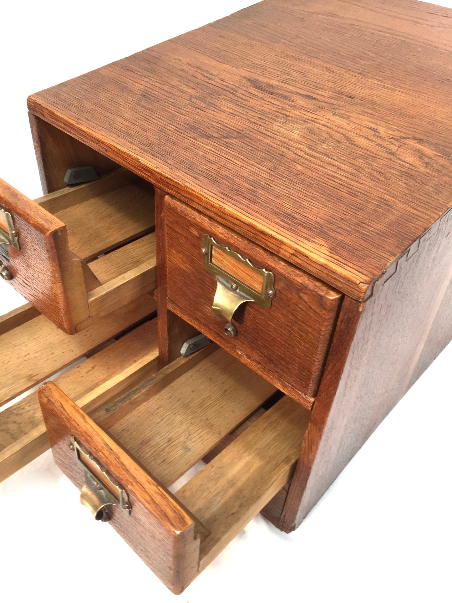 Antique Wooden Libraco Desktop Oak Stationery Index Filing Card Drawers Cabinet