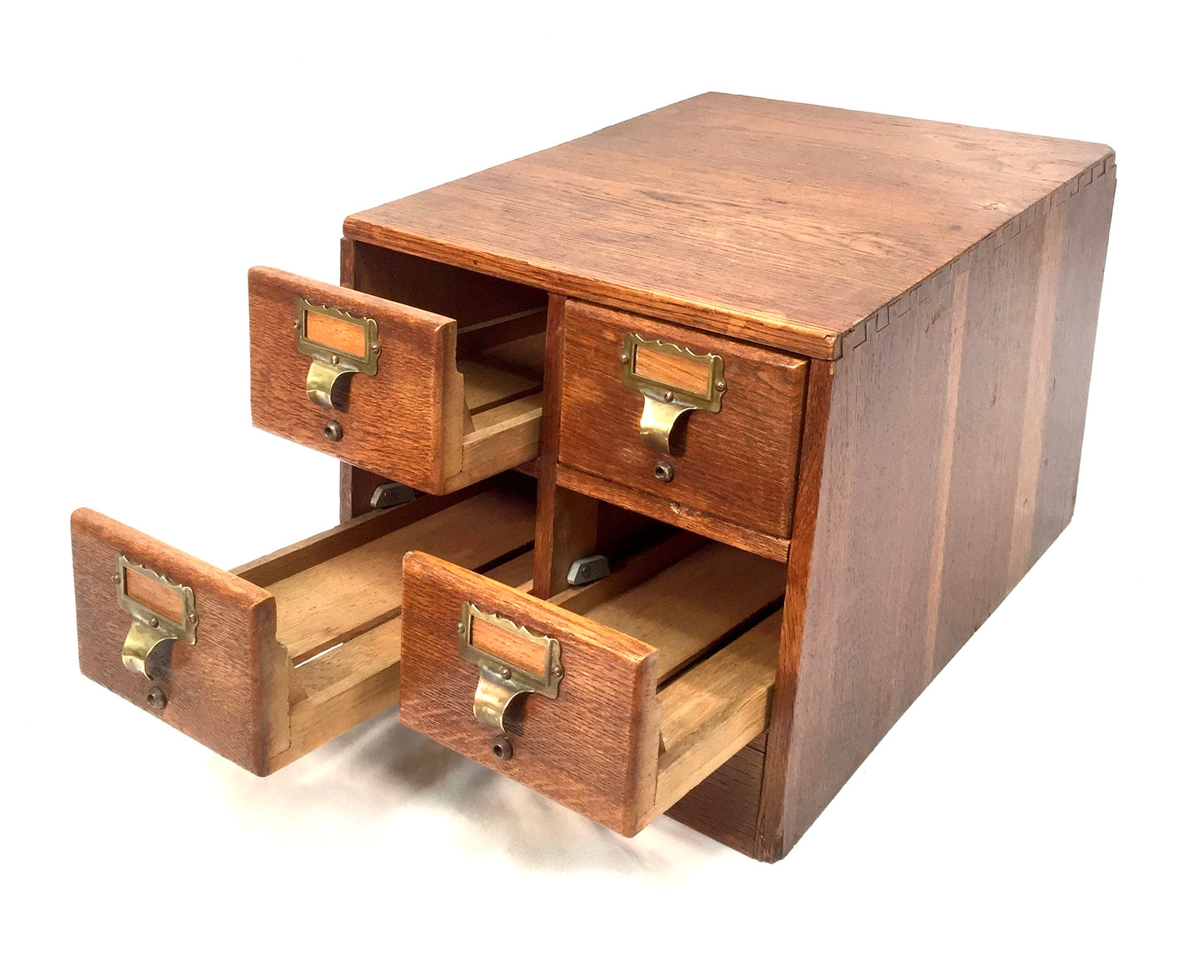Antique Wooden Libraco Desktop Oak Stationery Index Filing Card Drawers Cabinet
