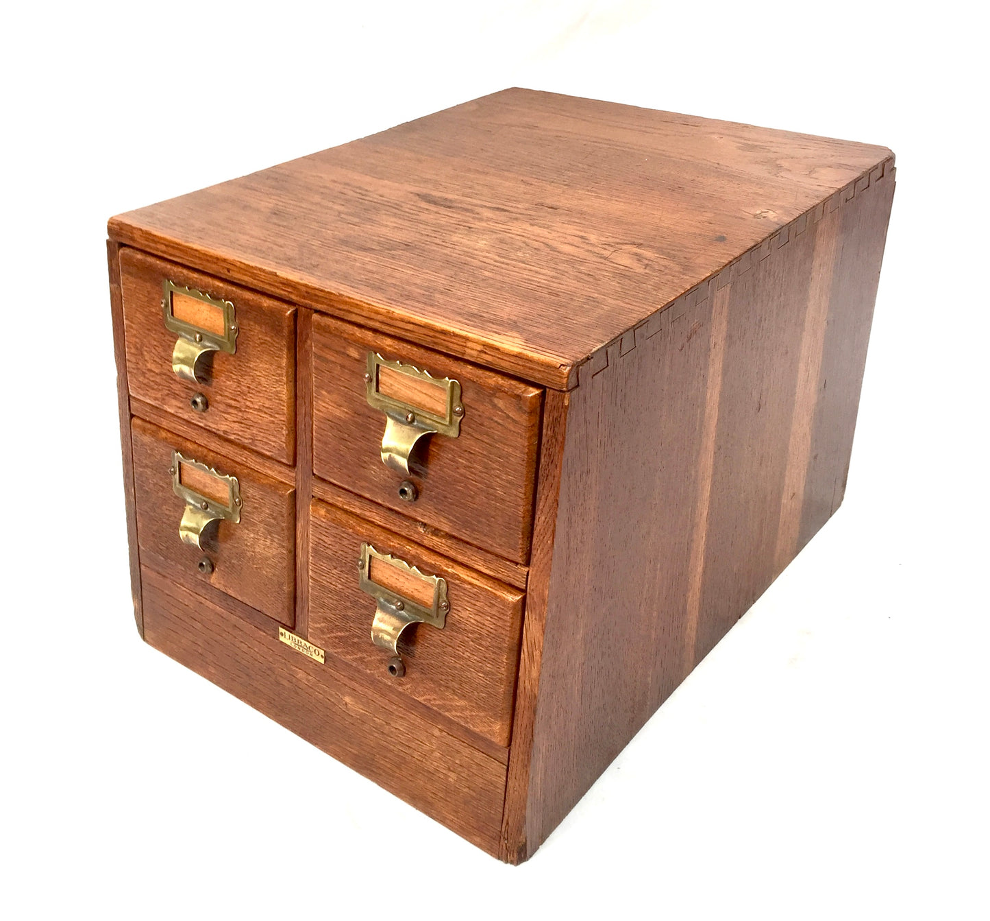 Antique Wooden Libraco Desktop Oak Stationery Index Filing Card Drawers Cabinet