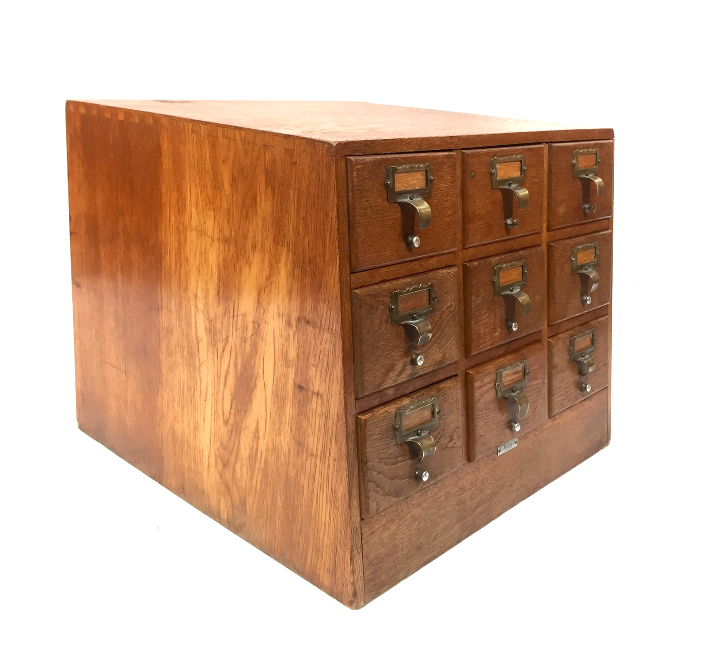 Antique Wooden Libraco Desktop Oak Stationery Index Filing Card Drawers Cabinet