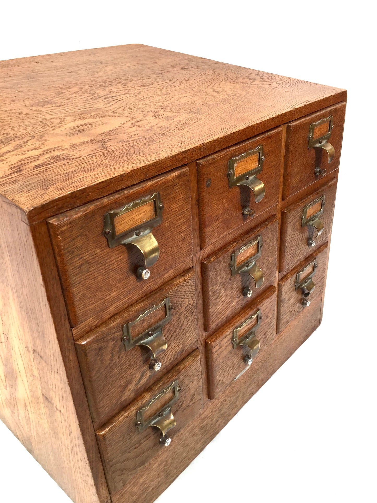 Antique Wooden Libraco Desktop Oak Stationery Index Filing Card Drawers Cabinet