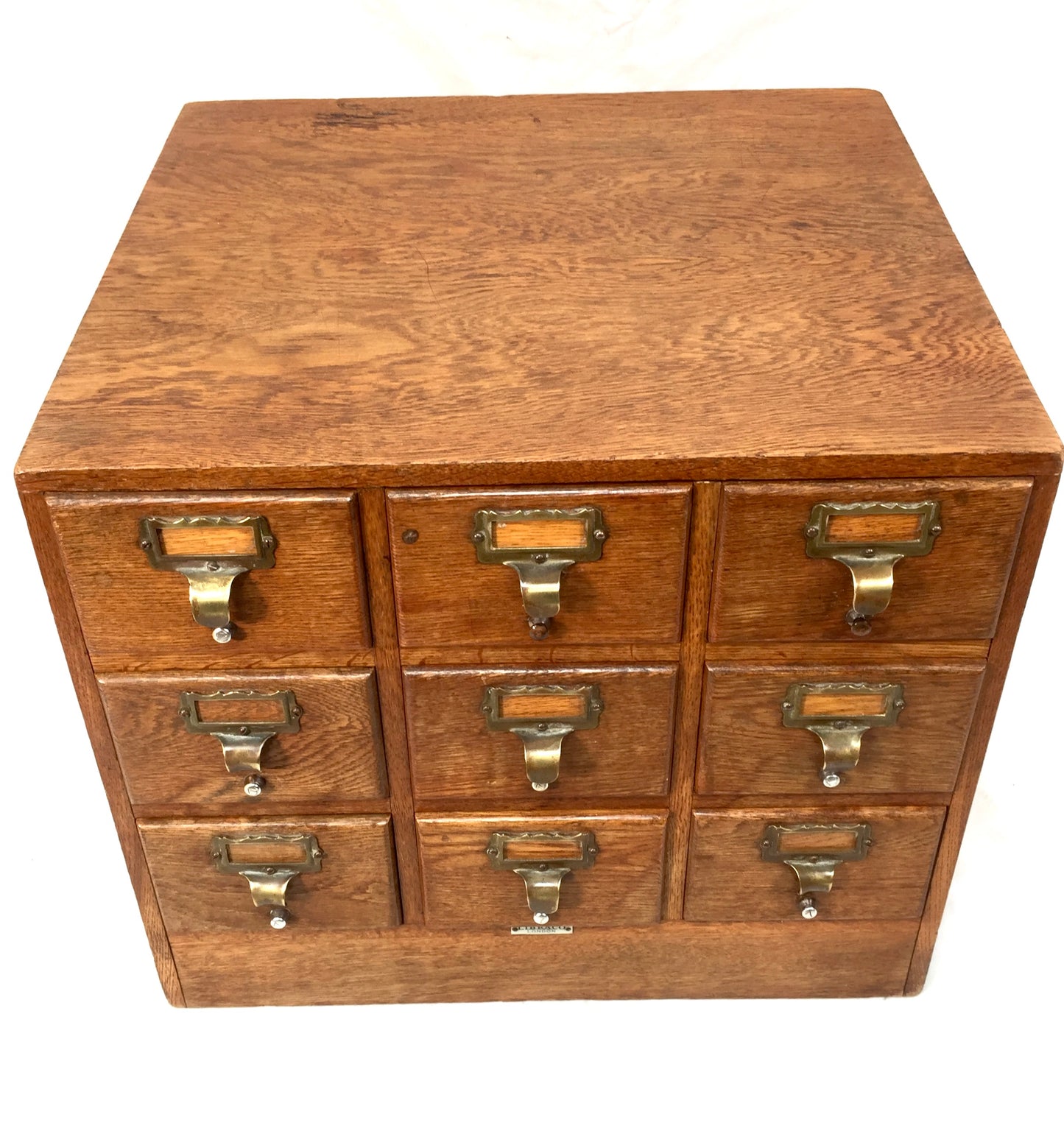 Antique Wooden Libraco Desktop Oak Stationery Index Filing Card Drawers Cabinet