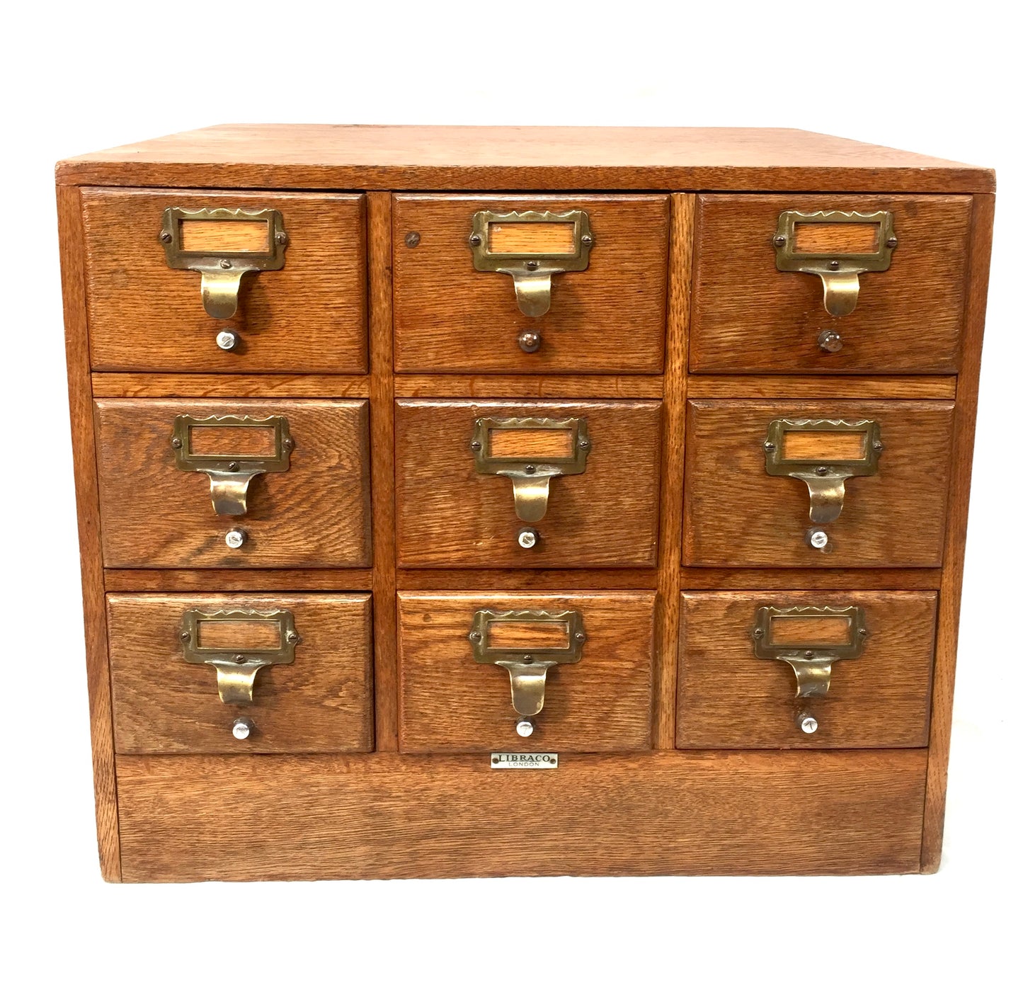 Antique Wooden Libraco Desktop Oak Stationery Index Filing Card Drawers Cabinet
