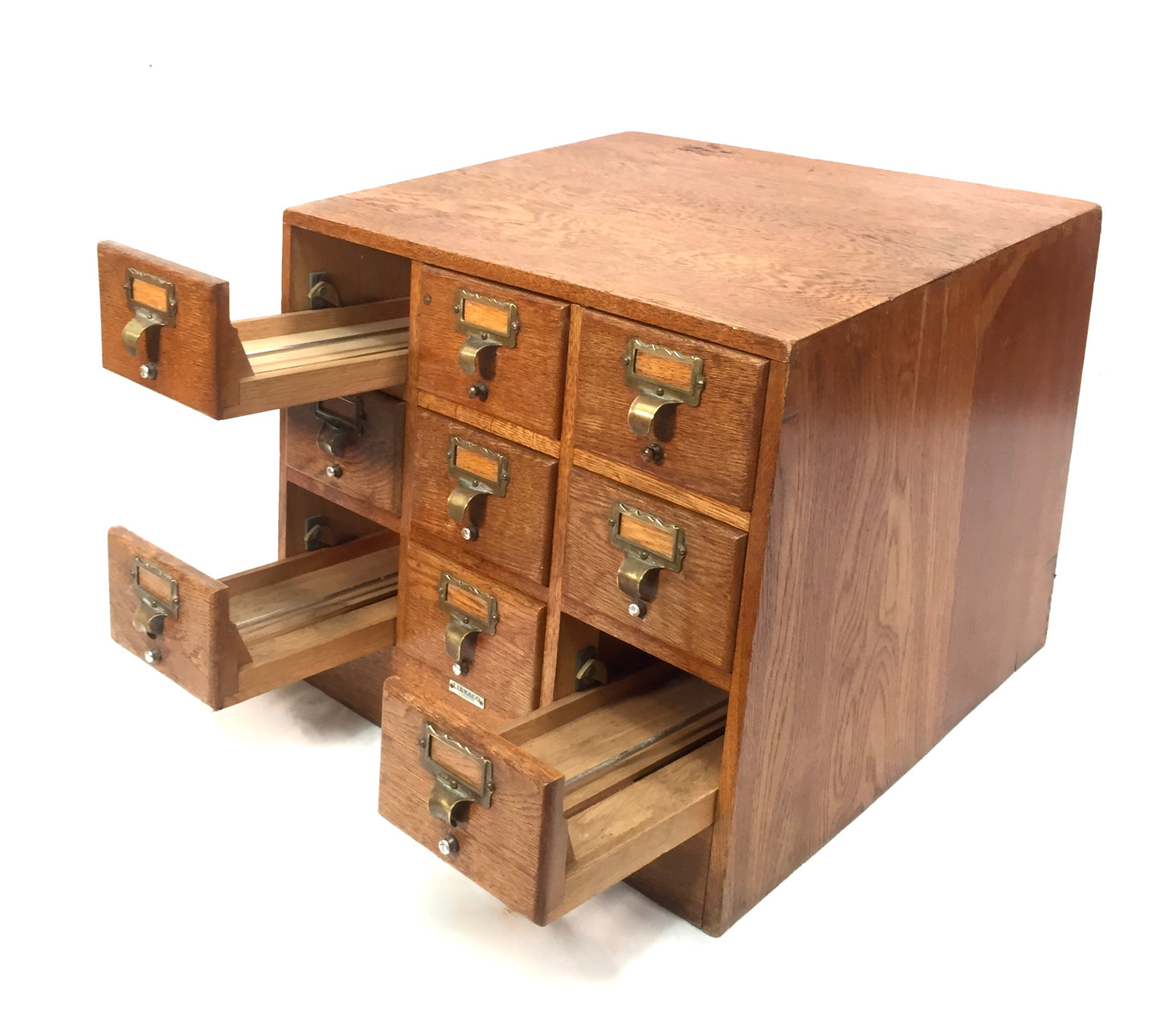 Antique Wooden Libraco Desktop Oak Stationery Index Filing Card Drawers Cabinet