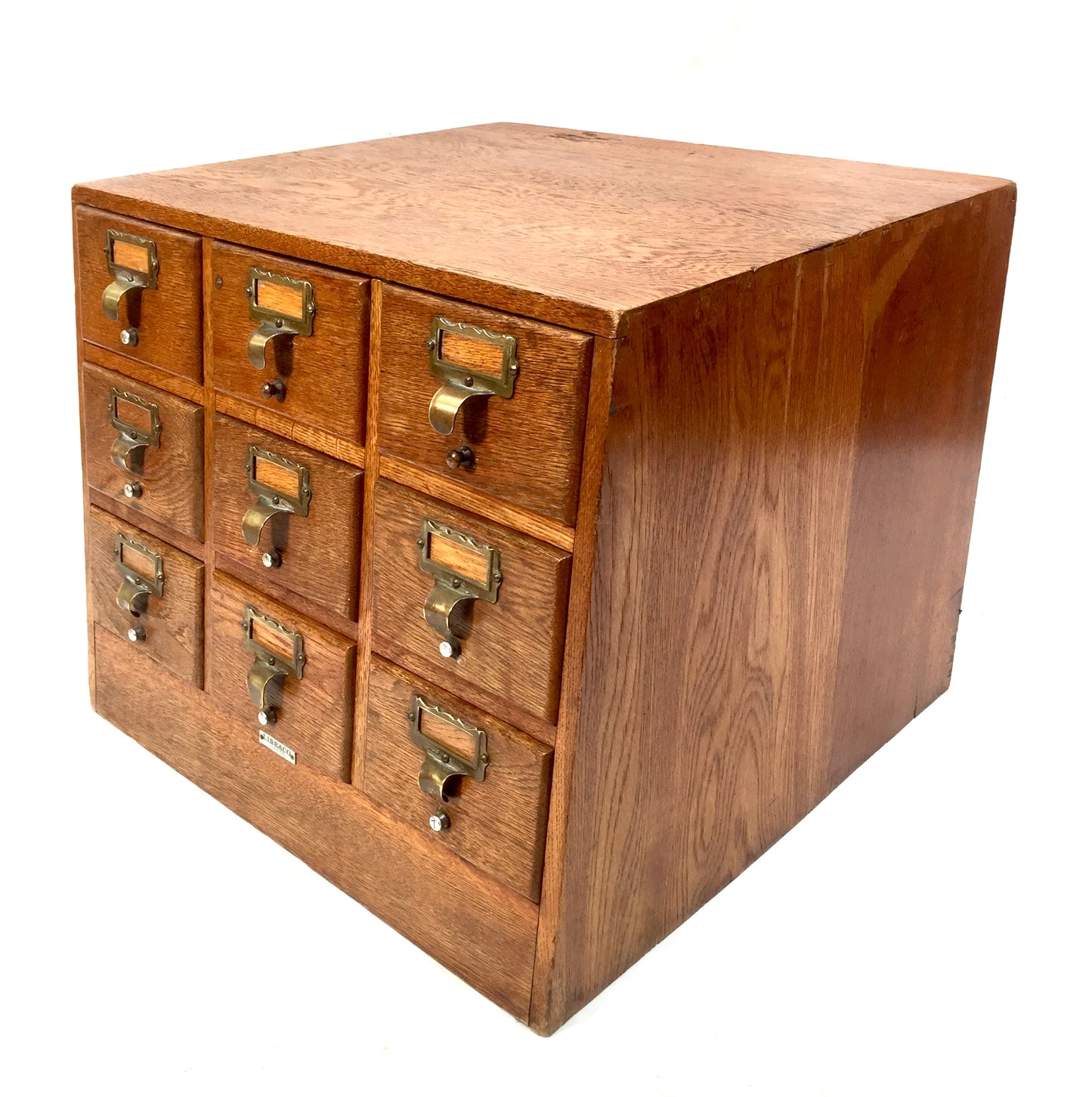 Antique Wooden Libraco Desktop Oak Stationery Index Filing Card Drawers Cabinet