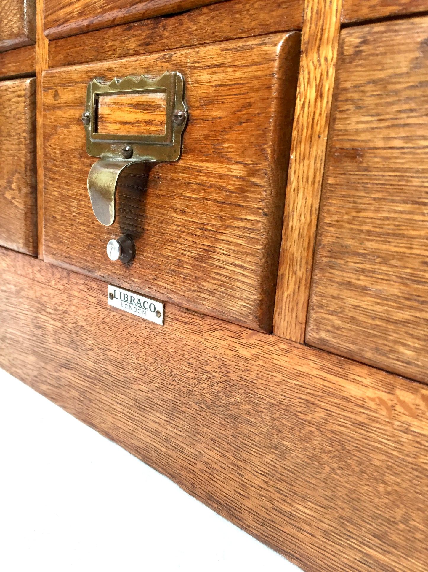 Antique Wooden Libraco Desktop Oak Stationery Index Filing Card Drawers Cabinet