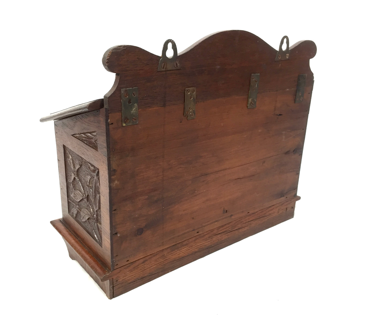 Antique 19th Century Wooden Oak Country House Carved Letter Box / Storage Box
