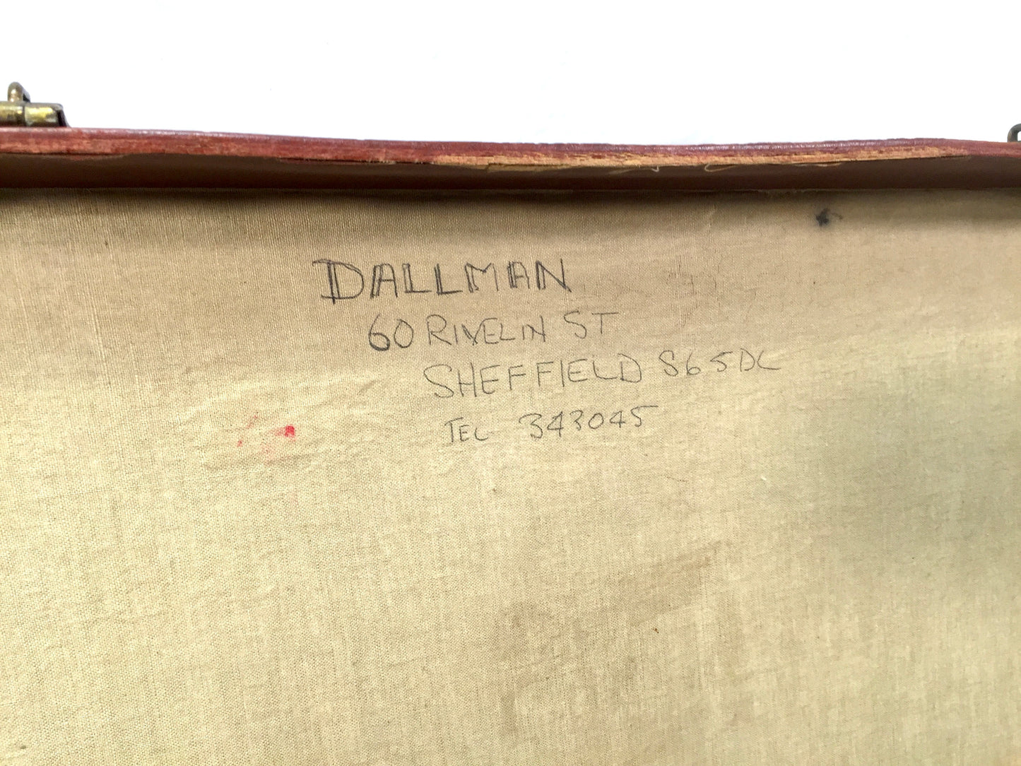 Vintage 20th Century Brown Leather Bound Suitcase / Travel Trunk Bag c.1950s