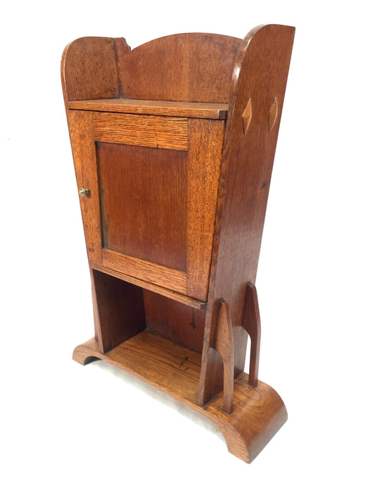 Antique Arts & Crafts Movement Oak Wooden Shelf Cabinet / Storage Cupboard c1920