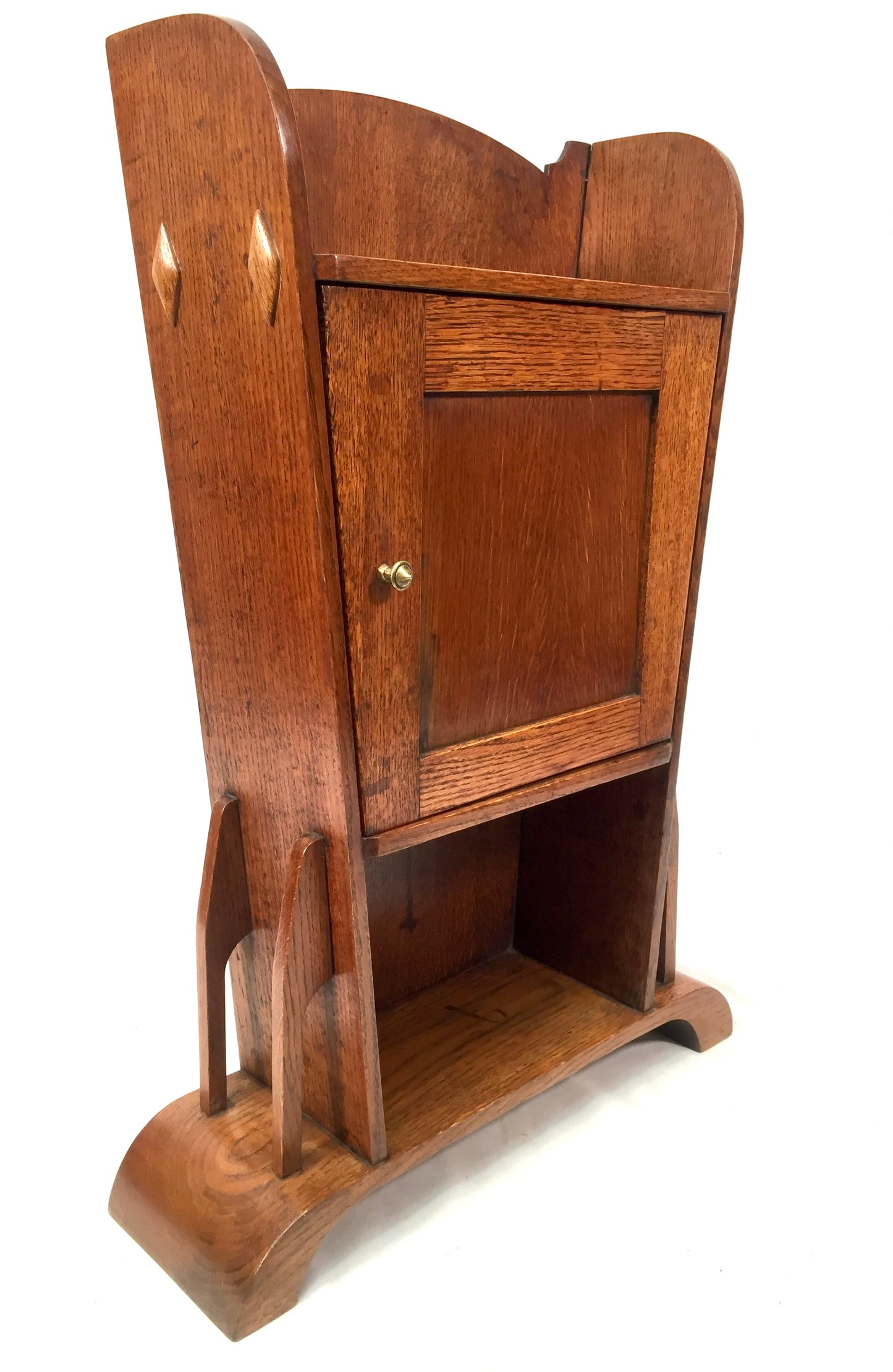 Antique Arts & Crafts Movement Oak Wooden Shelf Cabinet / Storage Cupboard c1920