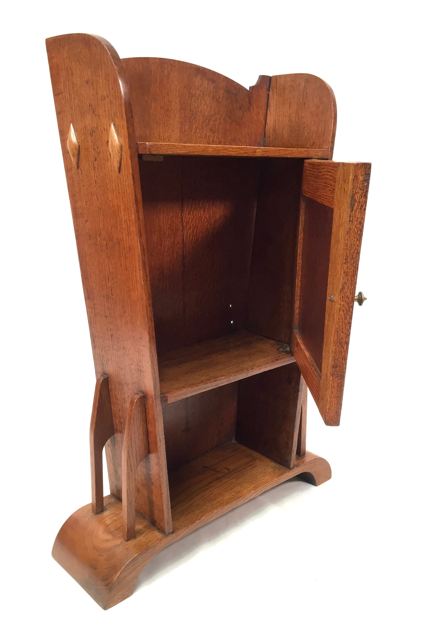 Antique Arts & Crafts Movement Oak Wooden Shelf Cabinet / Storage Cupboard c1920