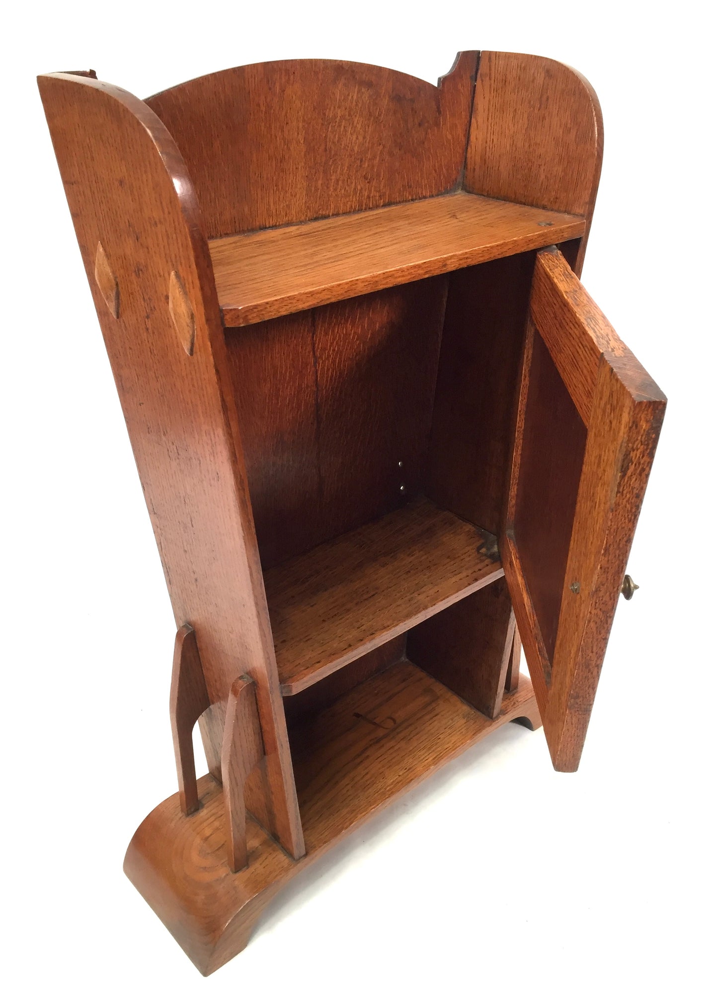 Antique Arts & Crafts Movement Oak Wooden Shelf Cabinet / Storage Cupboard c1920