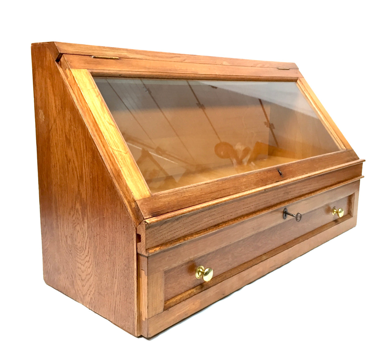 Antique Wooden Oak & Glazed Large Shop Counter Display Cabinet & Drawers c.1930
