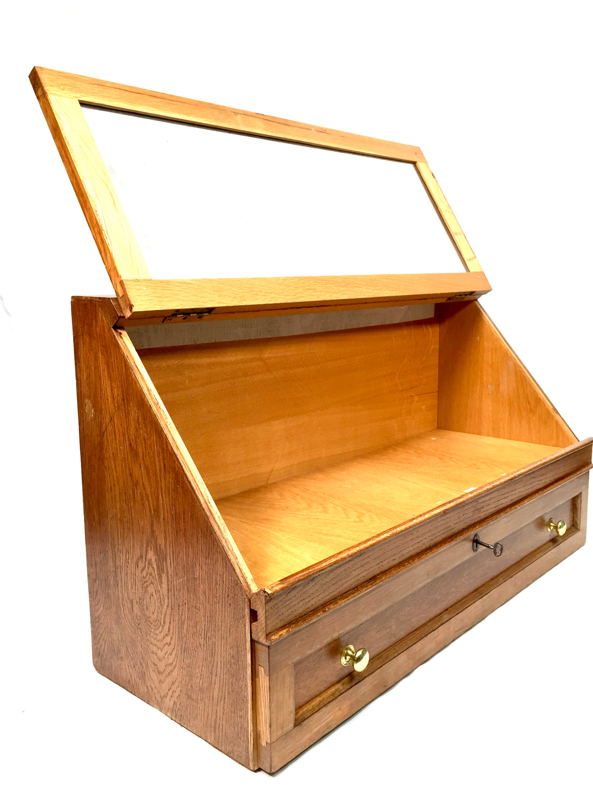 Antique Wooden Oak & Glazed Large Shop Counter Display Cabinet & Drawers c.1930