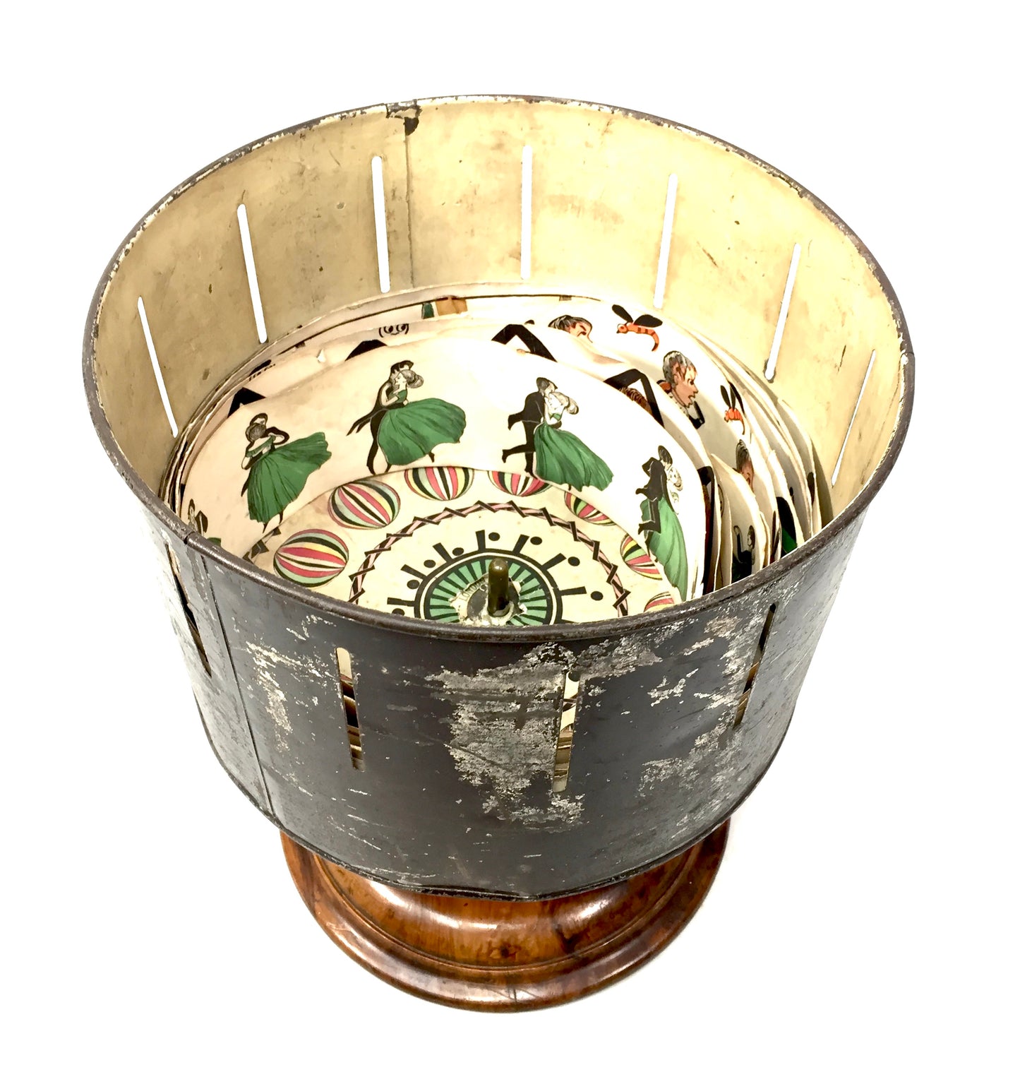 Antique Victorian Zoetrope / Wheel of Life with Viewing Image Strips. c.1870