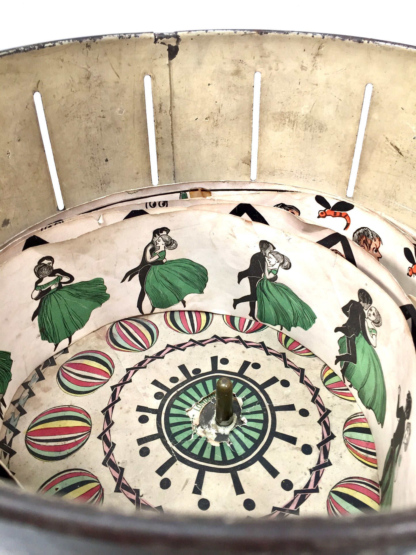 Antique Victorian Zoetrope / Wheel of Life with Viewing Image Strips. c.1870