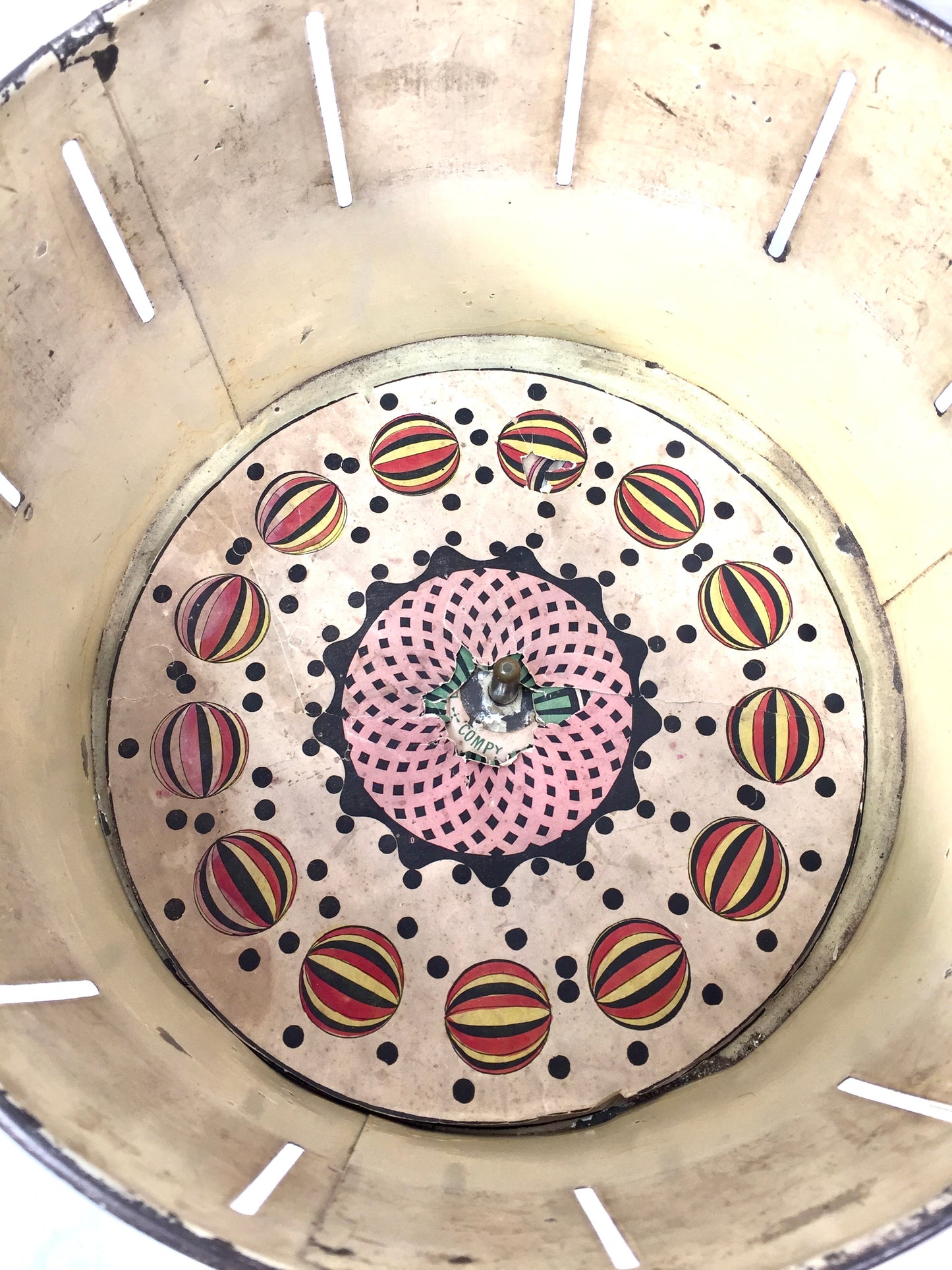 Antique Victorian Zoetrope / Wheel of Life with Viewing Image Strips. c.1870
